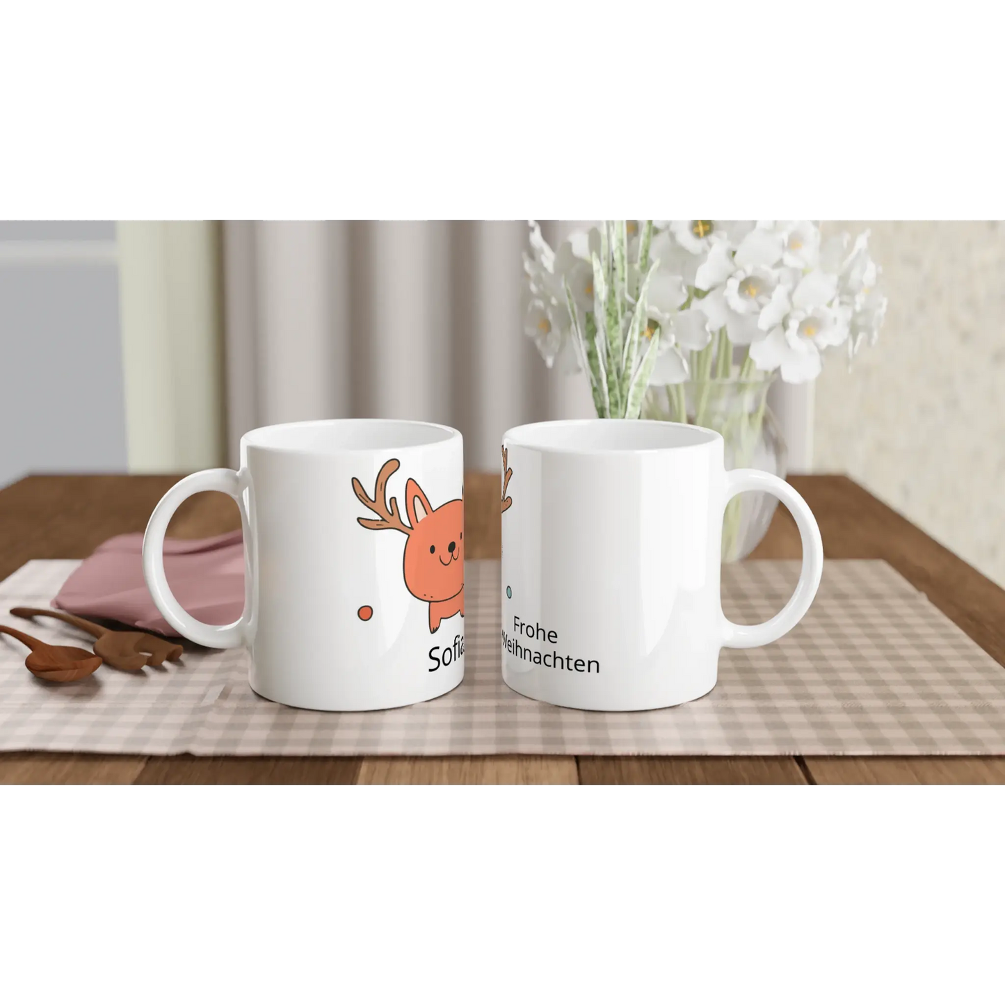 Weiße 11 oz 312 Ml Kaffeetasse mit Weihnachtsmotiv 🎅 - Zoey Kunstdrucke