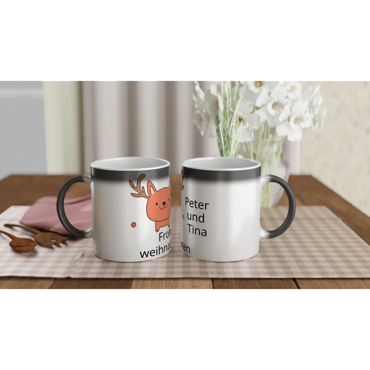 Stimmungsvolle Wandkunst für stilvolle Räume. 11 oz 312 Ml Kaffeetasse mit Weihnachtsmotiv / magisch mit Farbwechsel: für stilvolle Raumgestaltung. Schlicht, elegant und wirkungsvoll.