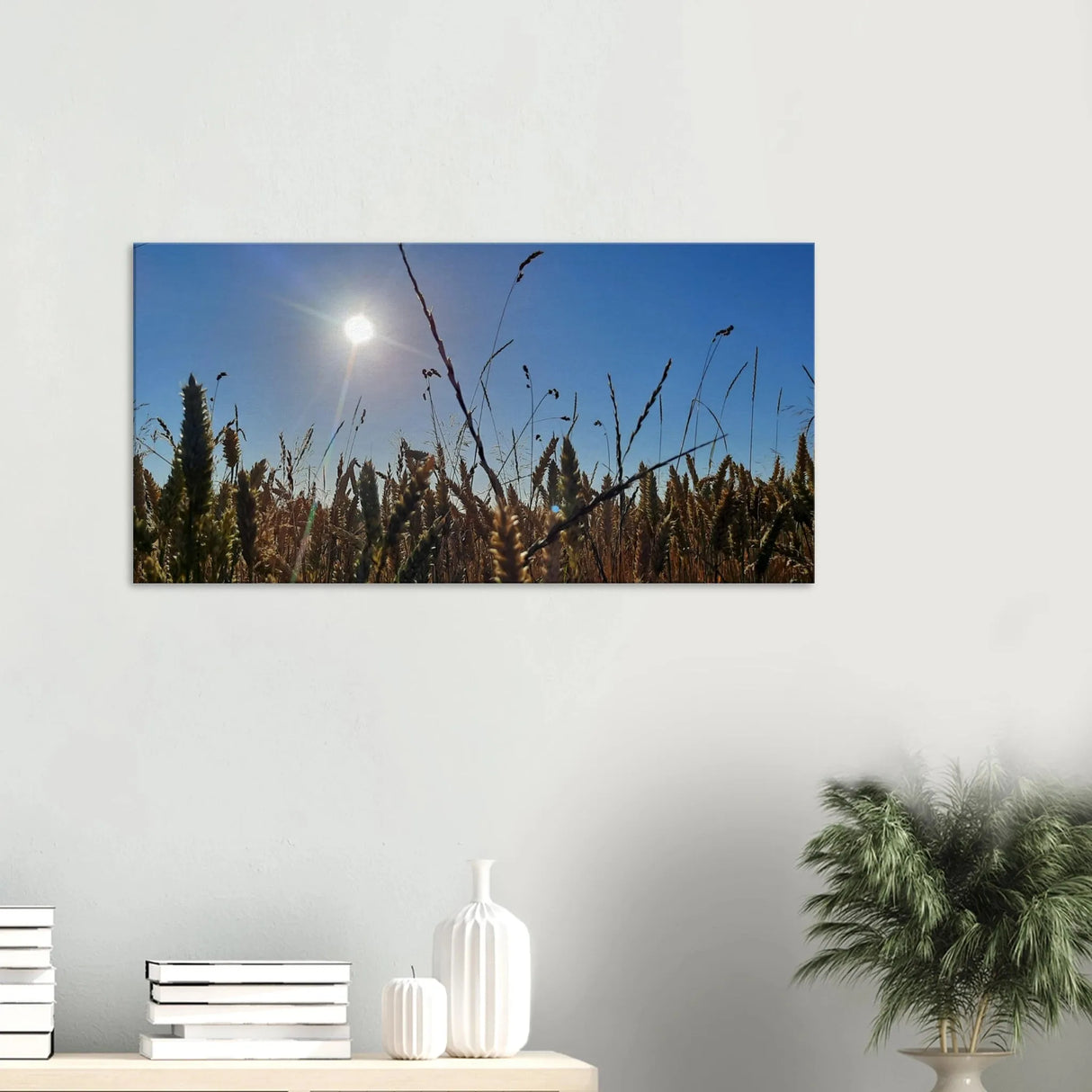 Stimmungsvolle Wandkunst für stilvolle Räume. Kunstdruck auf Leinwand - Kornfeld im Westerwald Landschaftsbild für Ihr Zuhause: für stilvolle Raumgestaltung. Schlicht, elegant und wirkungsvoll.