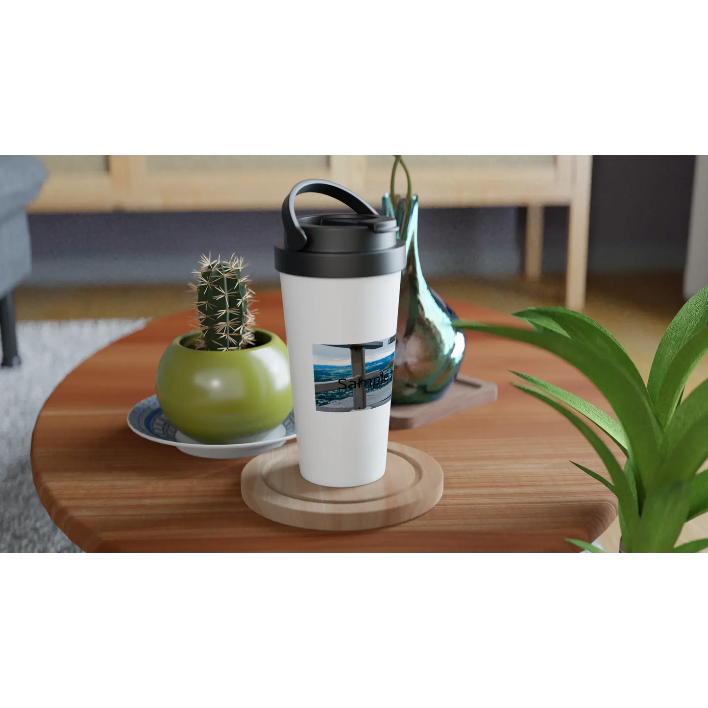 White 15oz Stainless Steel Travel Mug - Zoey Kunstdrucke