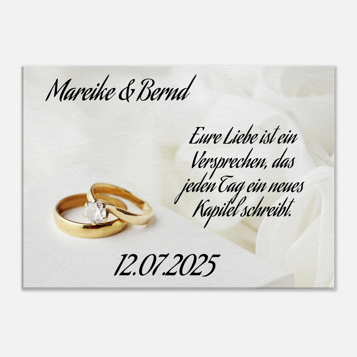 Romantische Dekoration mit emotionaler Tiefe. Personalisierte Hochzeits-Leinwand – Zeitloser Kunstdruck: symbolisiert Liebe und Zusammenhalt. Ideal für frisch Vermählte und verliebte Paare.