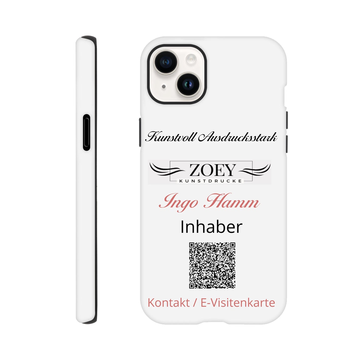 Ein Ausdruck moderner Ästhetik. Hartschalen Phone Case für iPhone – QR-Code Visitenkarte: passt in jedes Ambiente. Schlicht, elegant und wirkungsvoll.