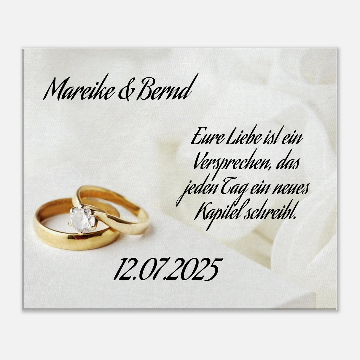 Romantische Dekoration mit emotionaler Tiefe. Personalisierte Hochzeits-Leinwand – Zeitloser Kunstdruck: ideal als persönliches Geschenk. Ideal für frisch Vermählte und verliebte Paare.