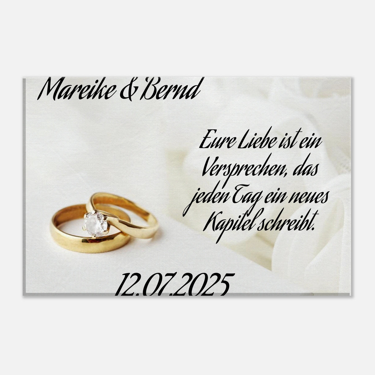 Romantische Dekoration mit emotionaler Tiefe. Personalisierte Hochzeits-Leinwand – Zeitloser Kunstdruck: ideal als persönliches Geschenk. Ideal für frisch Vermählte und verliebte Paare.