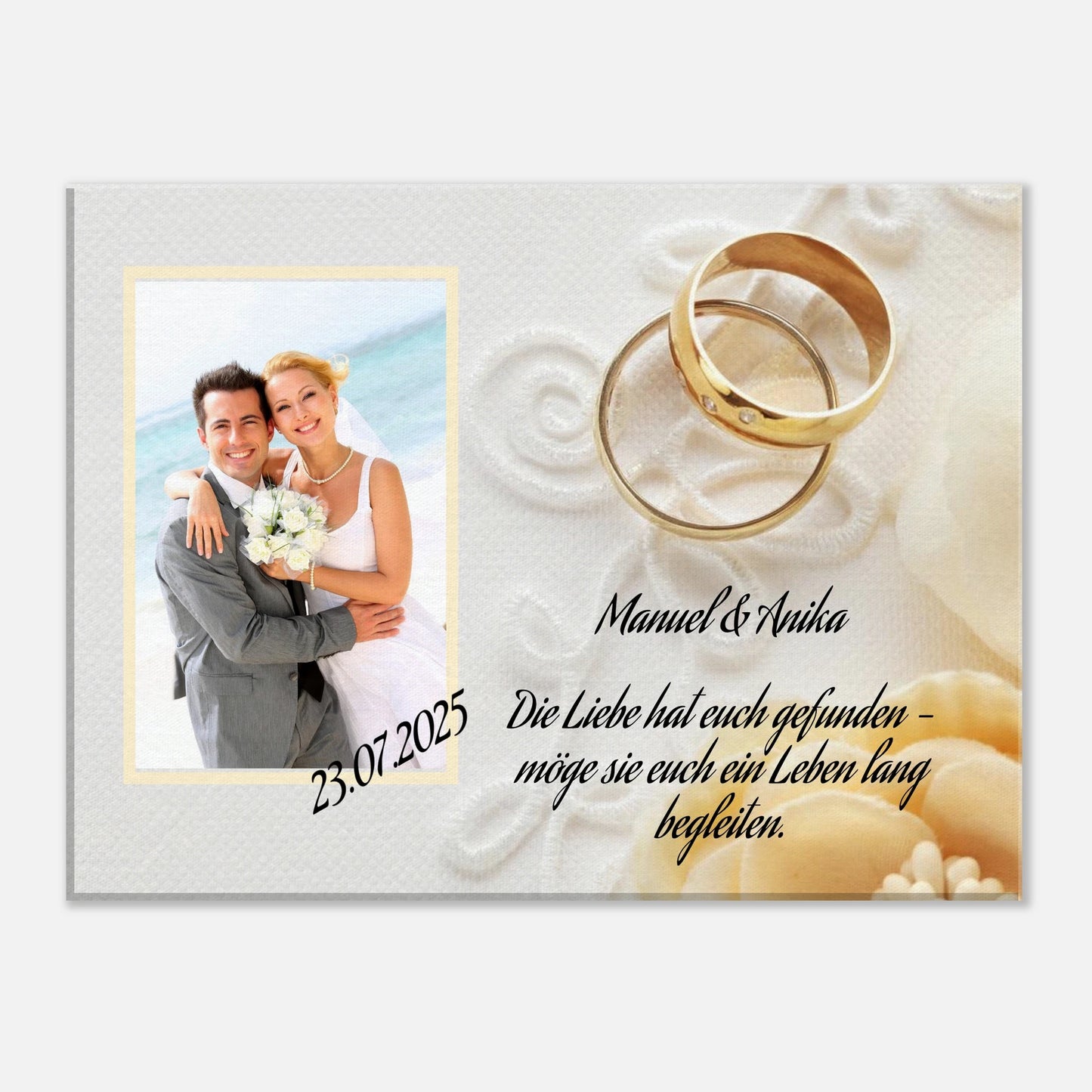 Dekoration mit Charakter. perfekte Geschenkidee Hochzeit - Leinwanddruck personalisierbar: zeitlos und harmonisch. Schlicht, elegant und wirkungsvoll.