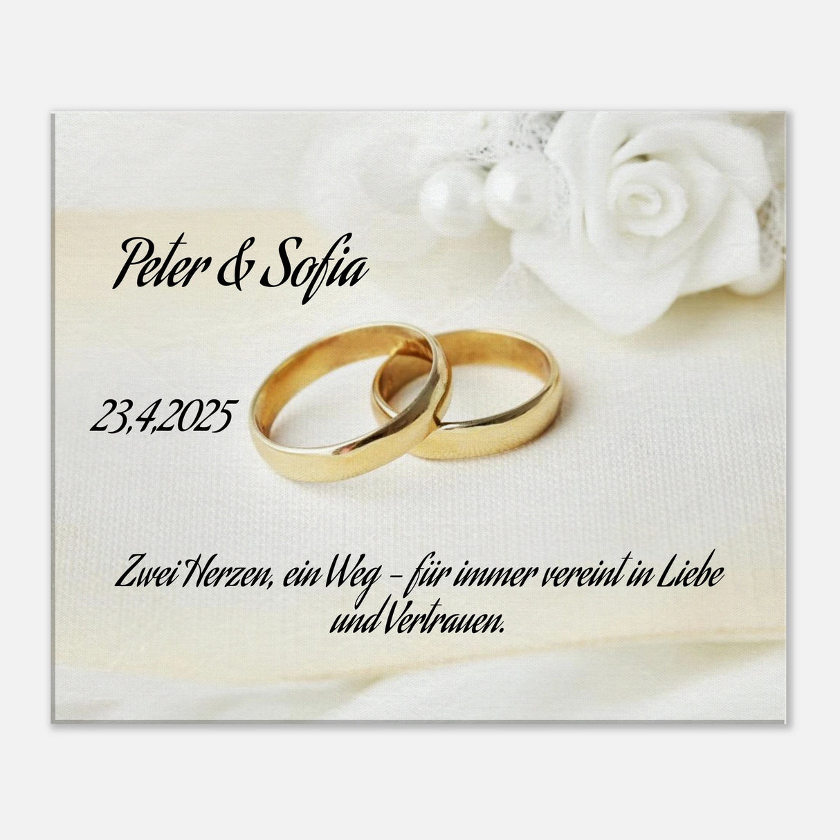 Romantische Dekoration mit emotionaler Tiefe. Personalisiertes Geschenk zur Hochzeit – Kunstdruck auf Leinwand für Ihr Zuhause: symbolisiert Liebe und Zusammenhalt. Ein bleibendes Andenken an einen einmaligen Tag.