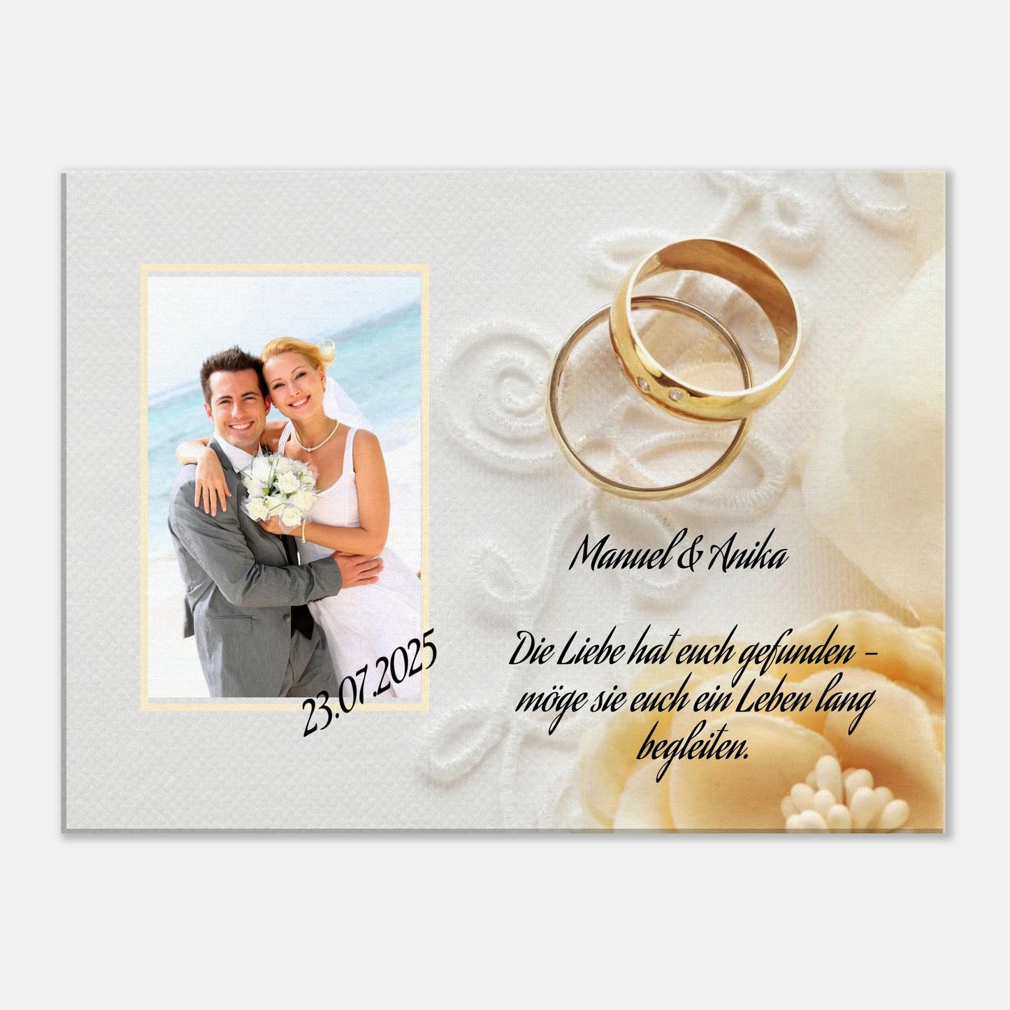 Dekoration mit Charakter. perfekte Geschenkidee Hochzeit - Leinwanddruck personalisierbar: zeitlos und harmonisch. Schlicht, elegant und wirkungsvoll.
