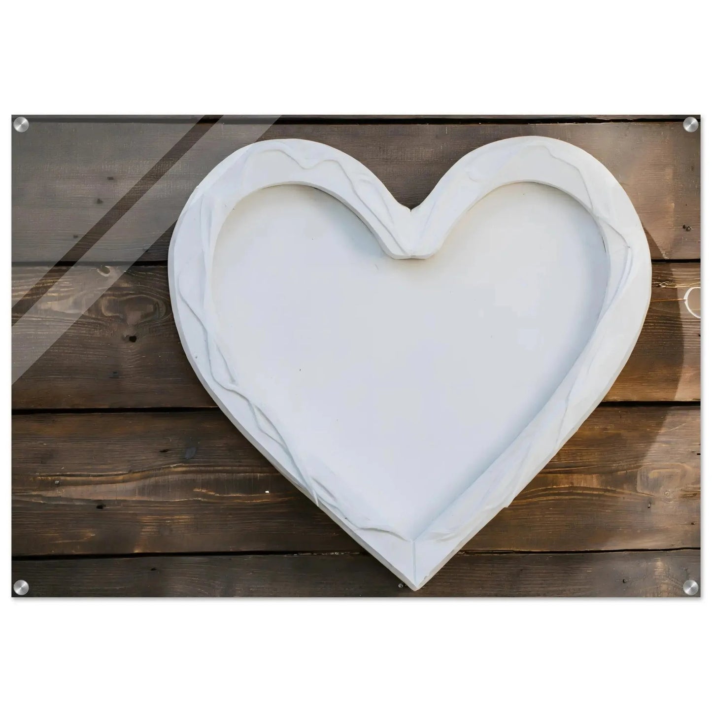 Stimmungsvolle Wandkunst für stilvolle Räume. Acryldruck in Form eines Herzen zum unterzeichnen: passt in jedes Ambiente. Eine besondere Bereicherung für jeden Raum.