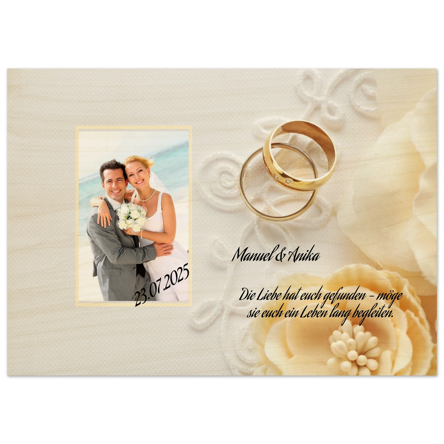 Perfektes Geschenk zur Hochzeit. Persönliches Geschenk zur Hochzeit Holzdruck in 2 Stärken: zeitlos und liebevoll gestaltet. Ein bleibendes Andenken an einen einmaligen Tag.