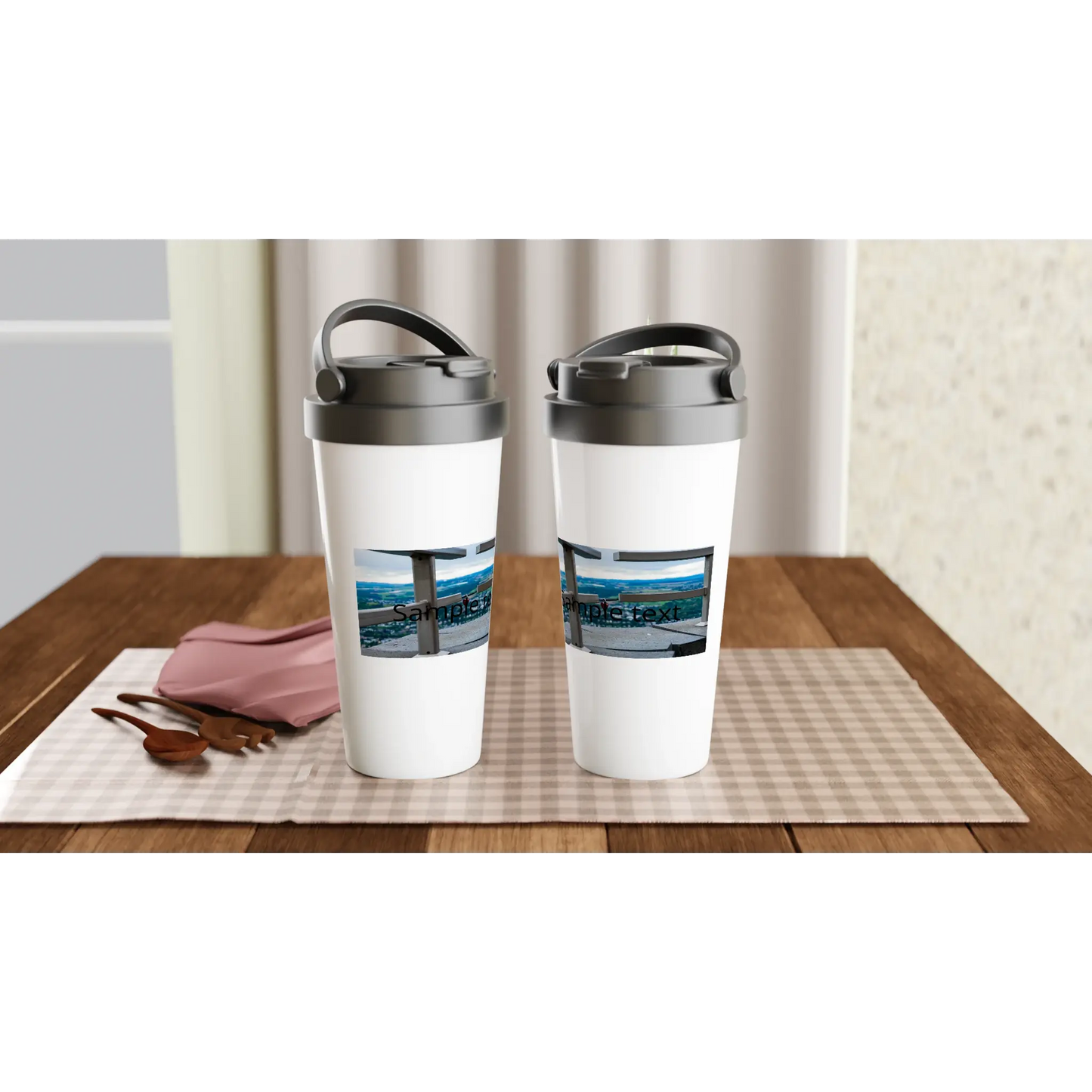 White 15oz Stainless Steel Travel Mug - Zoey Kunstdrucke
