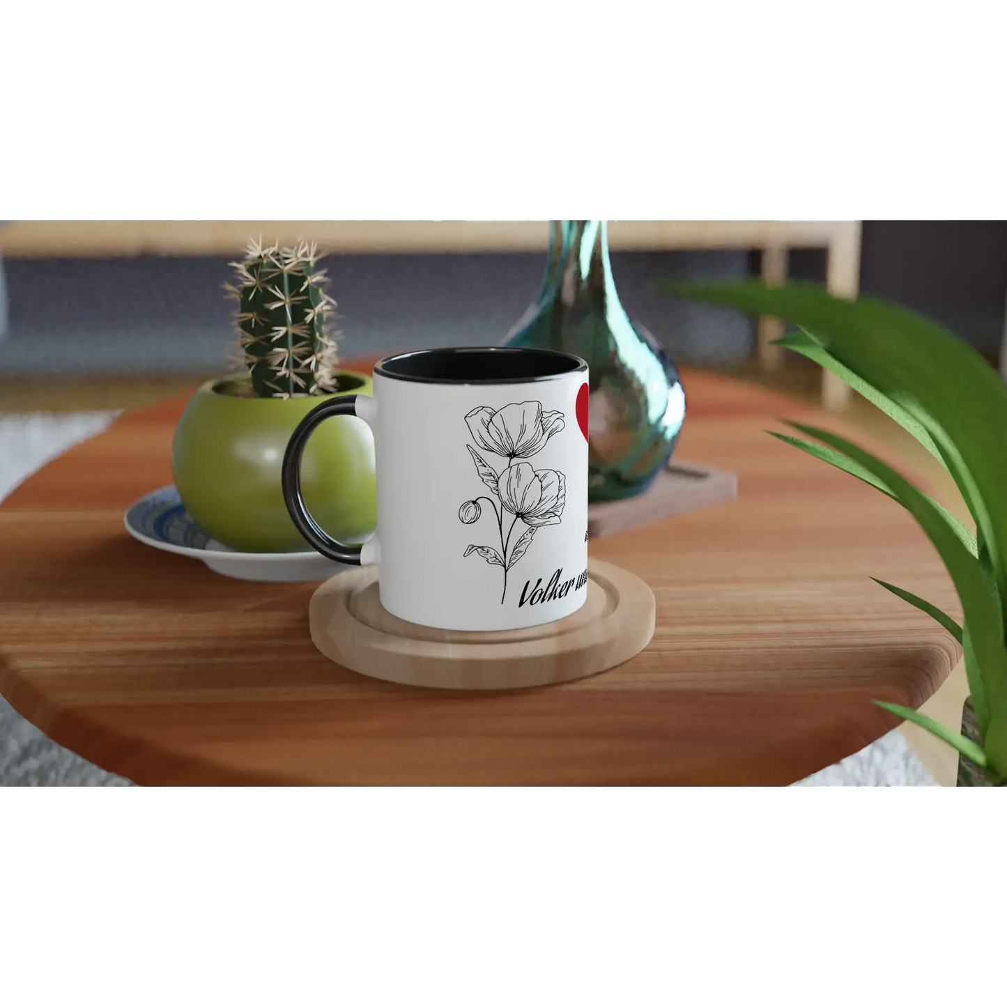 Dekoration mit Charakter. Weiße Keramiktasse 11oz mit Farbe an der Innenseite: zeitlos und harmonisch. Eine besondere Bereicherung für jeden Raum.
