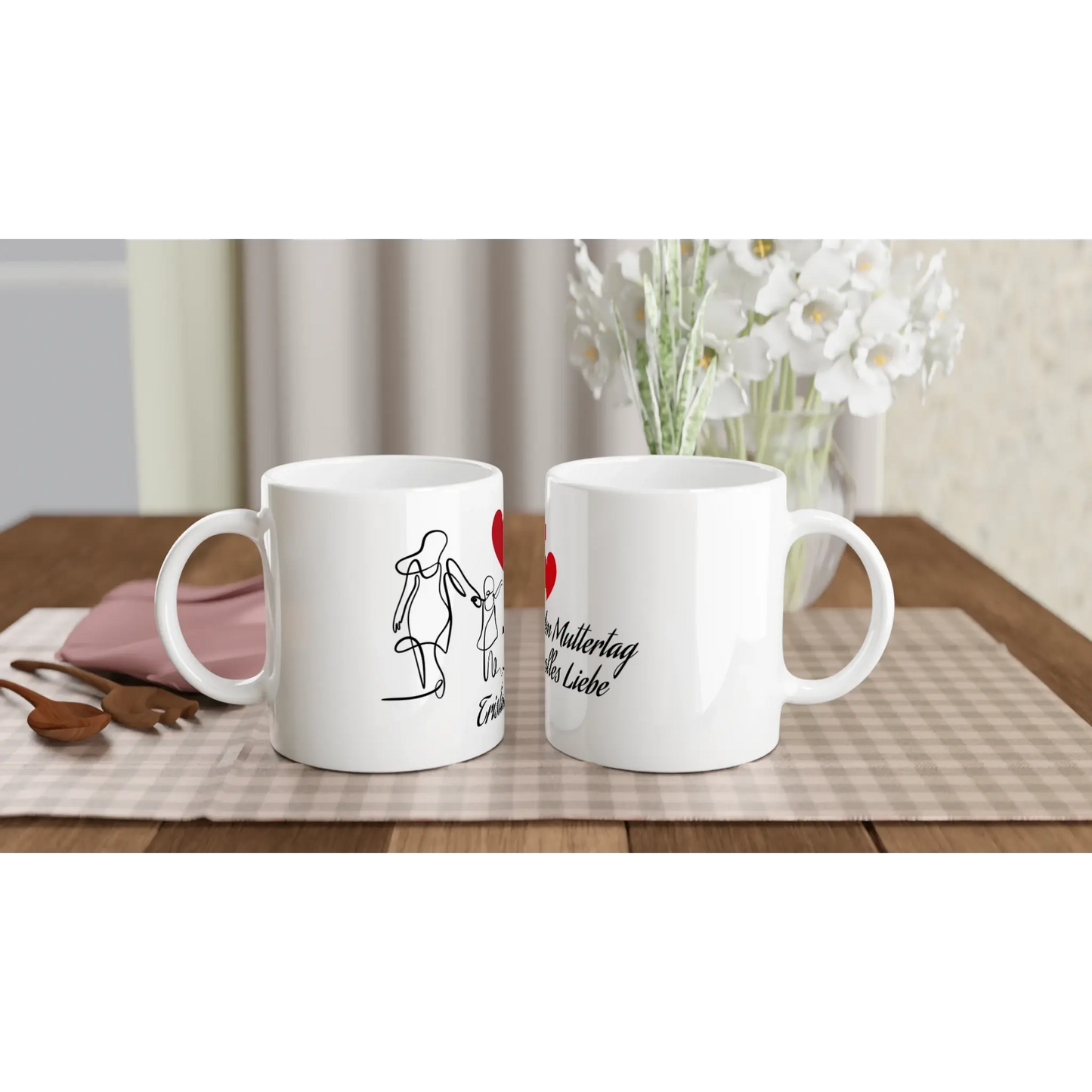 Weiße Keramiktasse zum Muttertag bedrucken lassen 💕 - Zoey Kunstdrucke
