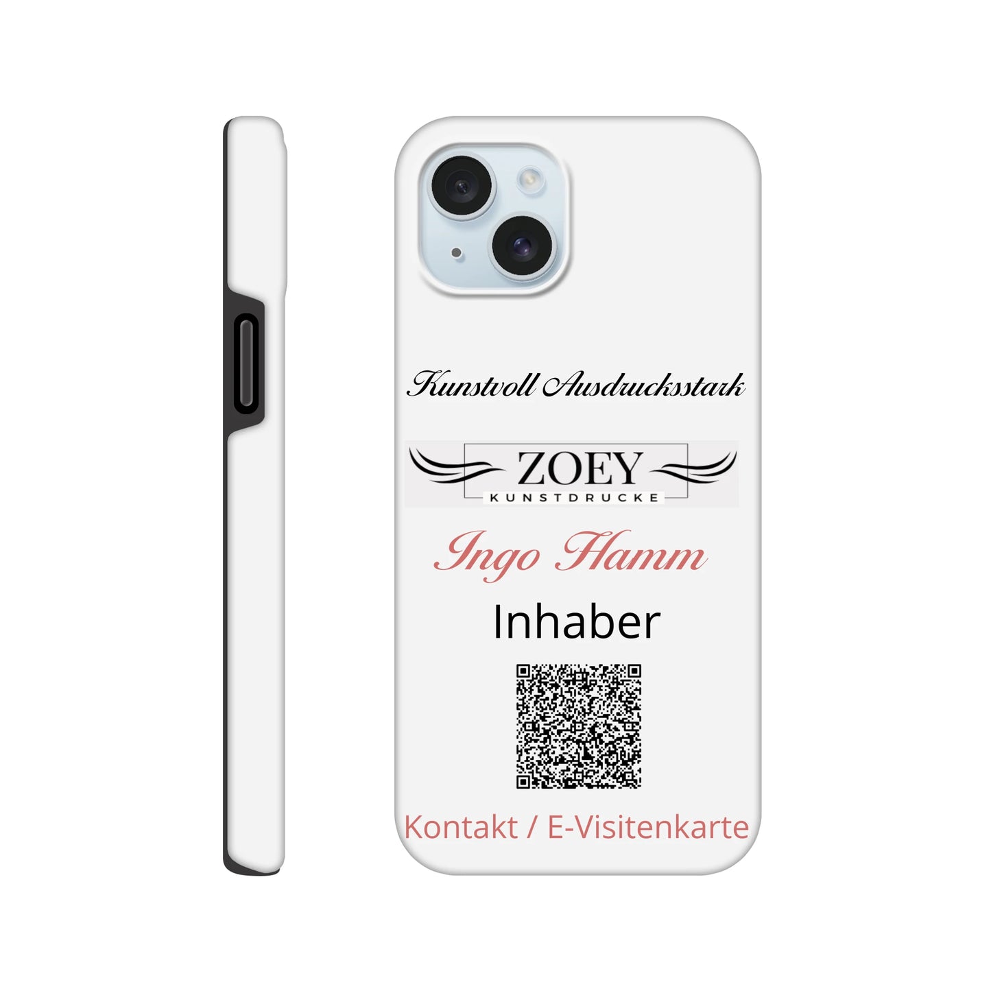 Ein Ausdruck moderner Ästhetik. Hartschalen Phone Case für iPhone – QR-Code Visitenkarte: passt in jedes Ambiente. Eine besondere Bereicherung für jeden Raum.