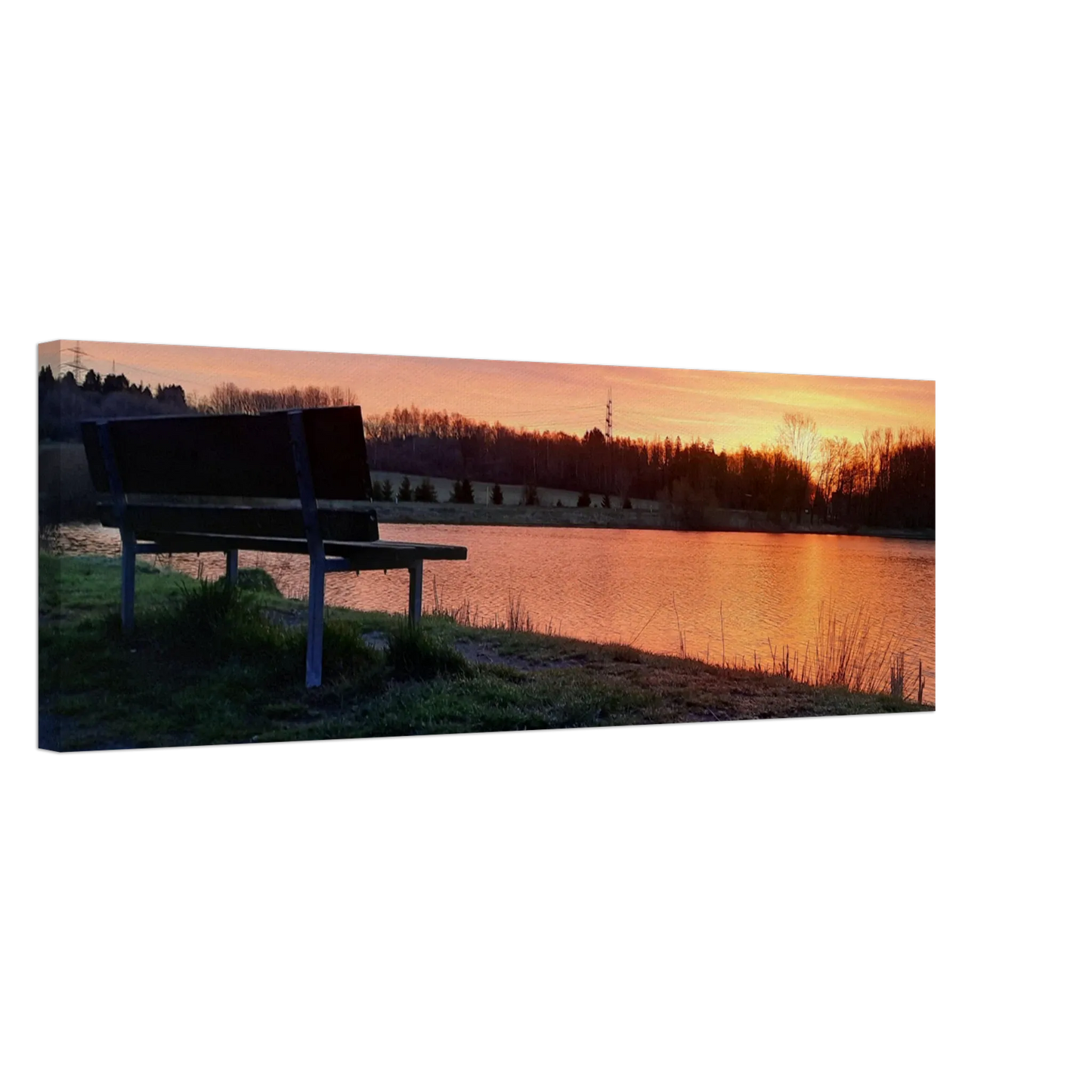 Dekoration mit Charakter. Leinwandbild Sonnenuntergang am Elkenrother Weiher – Kunstdruck für Ihr Zuhause: passt in jedes Ambiente. Eine besondere Bereicherung für jeden Raum.