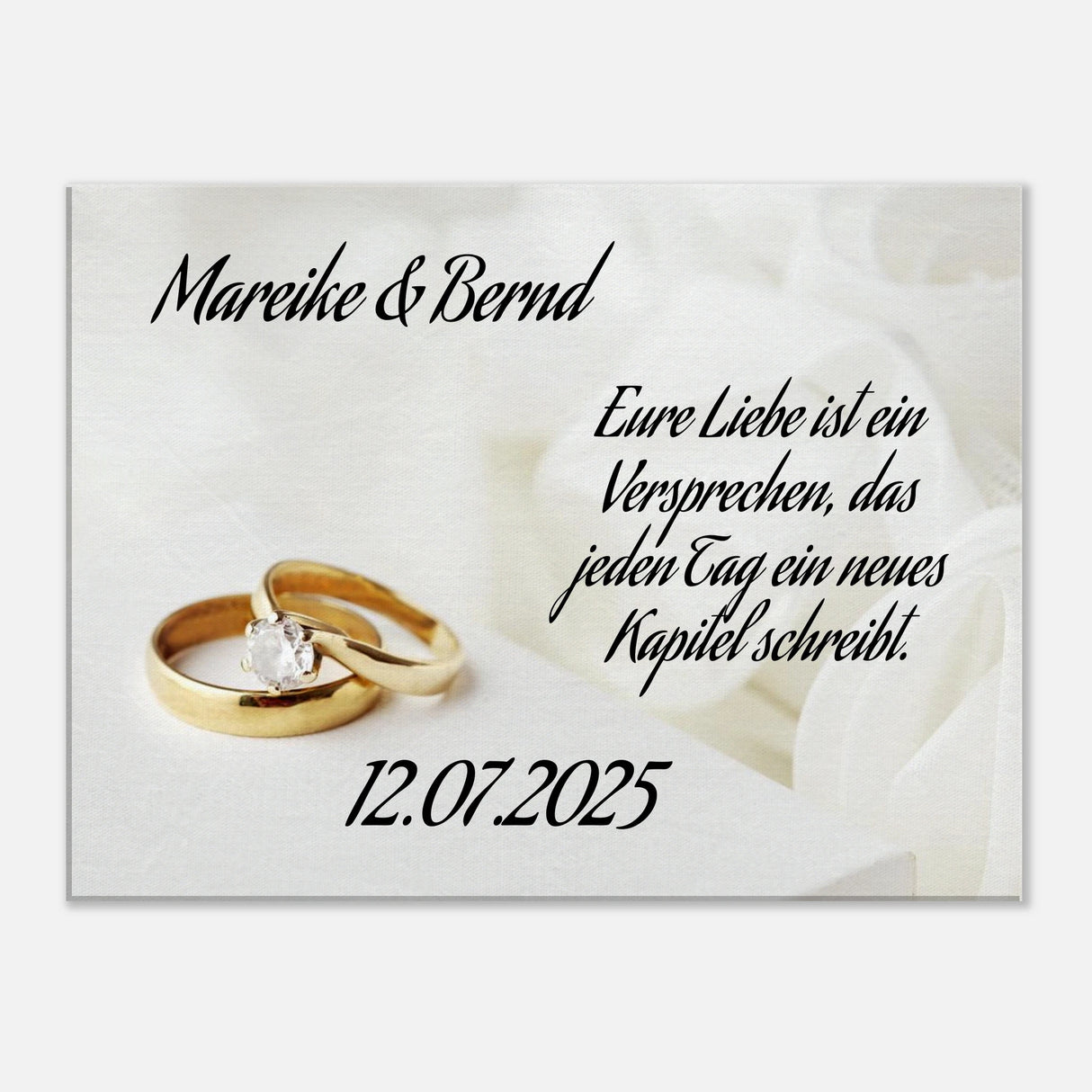 Romantische Dekoration mit emotionaler Tiefe. Personalisierte Hochzeits-Leinwand – Zeitloser Kunstdruck: ideal als persönliches Geschenk. Ideal für frisch Vermählte und verliebte Paare.