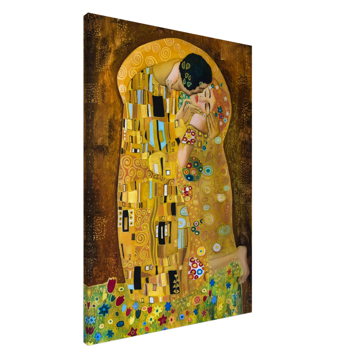 Stimmungsvolle Wandkunst für stilvolle Räume. Gustav Klimt Der Kuss – Leinwanddruck für zeitlose Kunstliebhaber: zeitlos und harmonisch. Eine besondere Bereicherung für jeden Raum.