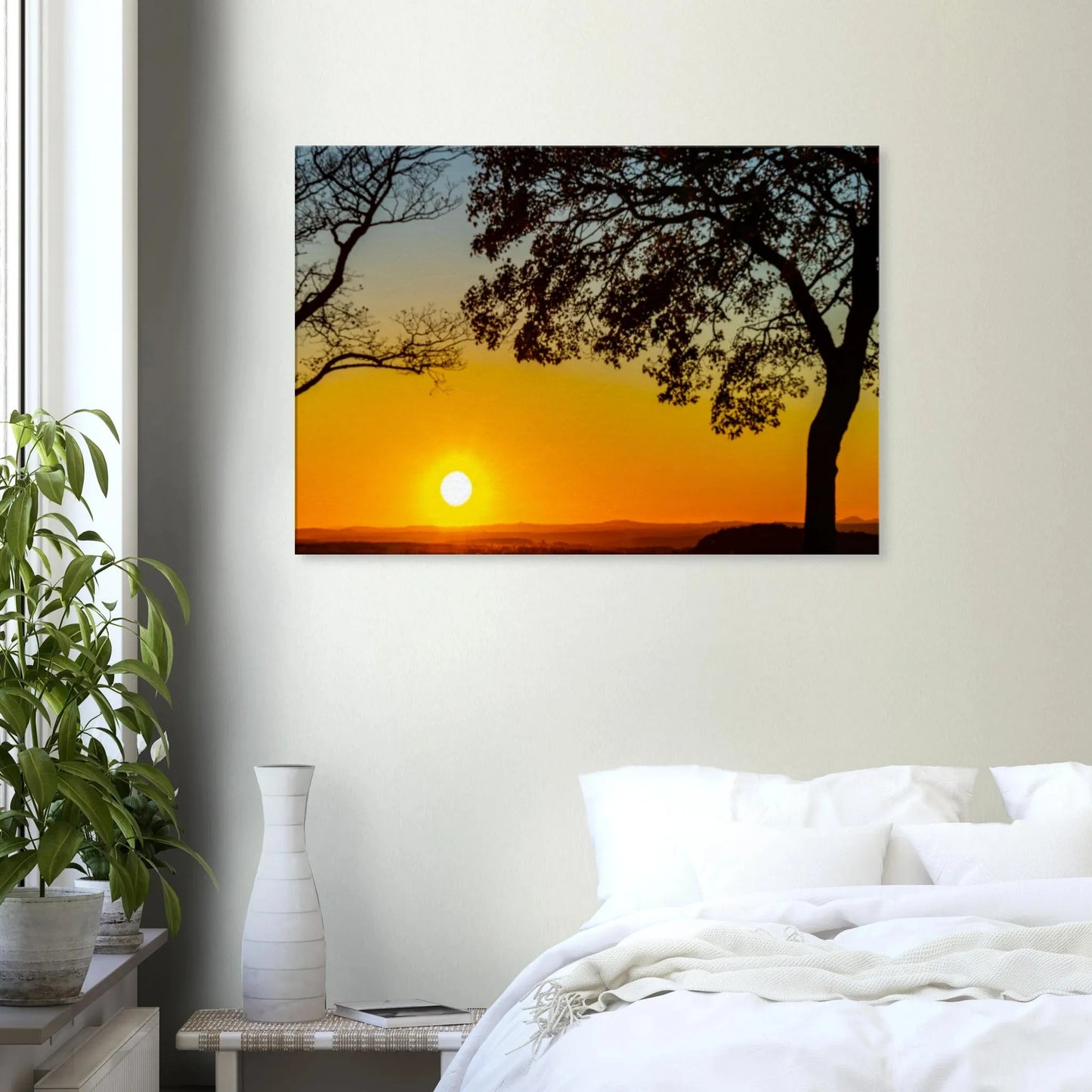 Stimmungsvolle Wandkunst für stilvolle Räume. Sonnenuntergang im Westerwald – Premium Canvas auf Keilrahmen: passt in jedes Ambiente. Schlicht, elegant und wirkungsvoll.