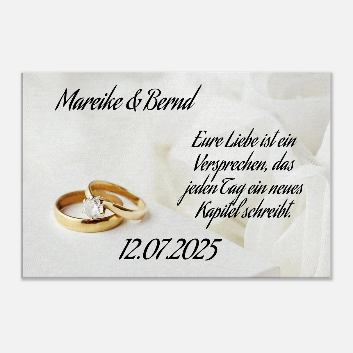 Einzigartige Erinnerung an einen besonderen Tag. Personalisierte Hochzeits-Leinwand – Zeitloser Kunstdruck: symbolisiert Liebe und Zusammenhalt. Ein bleibendes Andenken an einen einmaligen Tag.