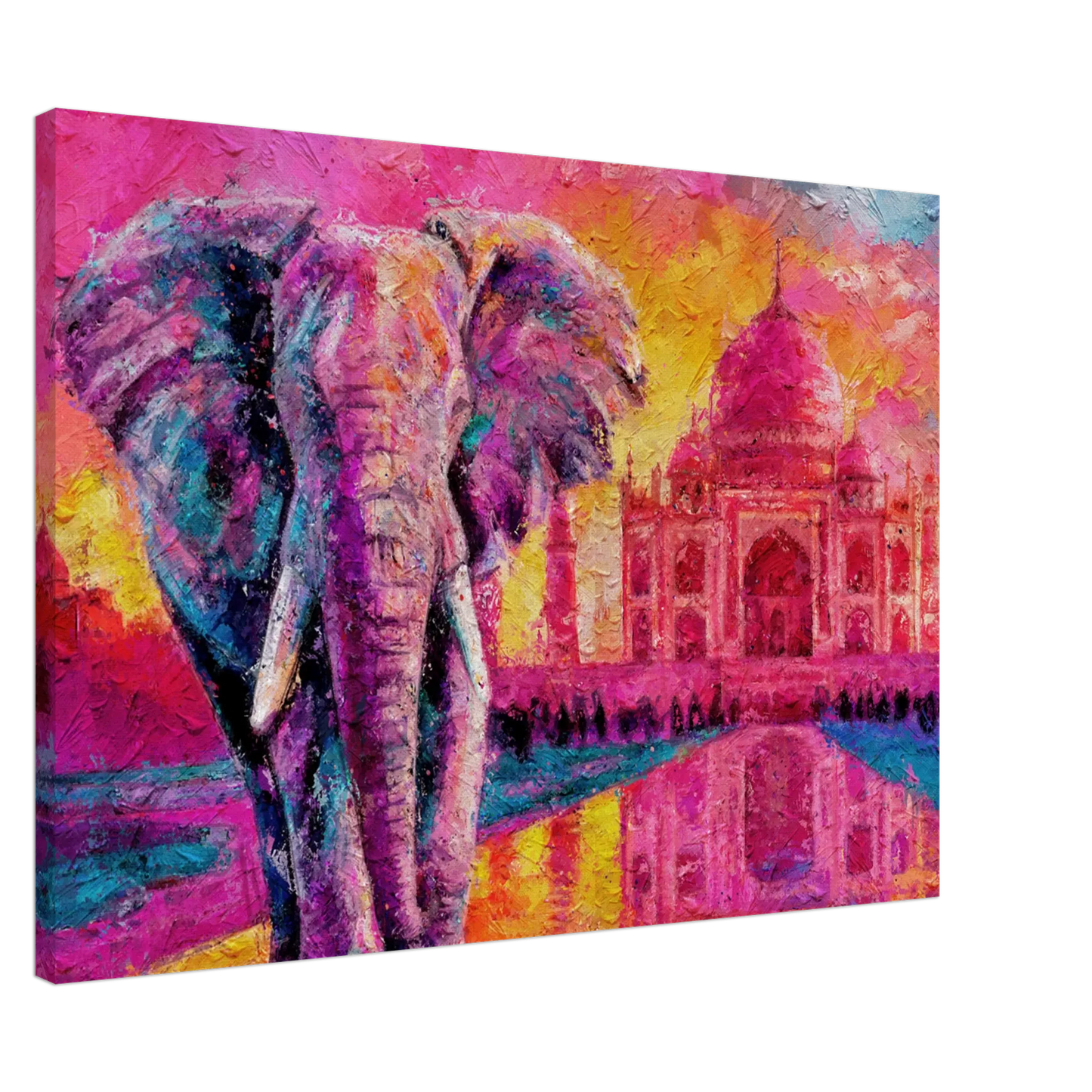 Ein Ausdruck moderner Ästhetik. Leinwand Bunter Elefant in leuchtenden Farben 70x100 cm / 28x40″: passt in jedes Ambiente. Eine besondere Bereicherung für jeden Raum.
