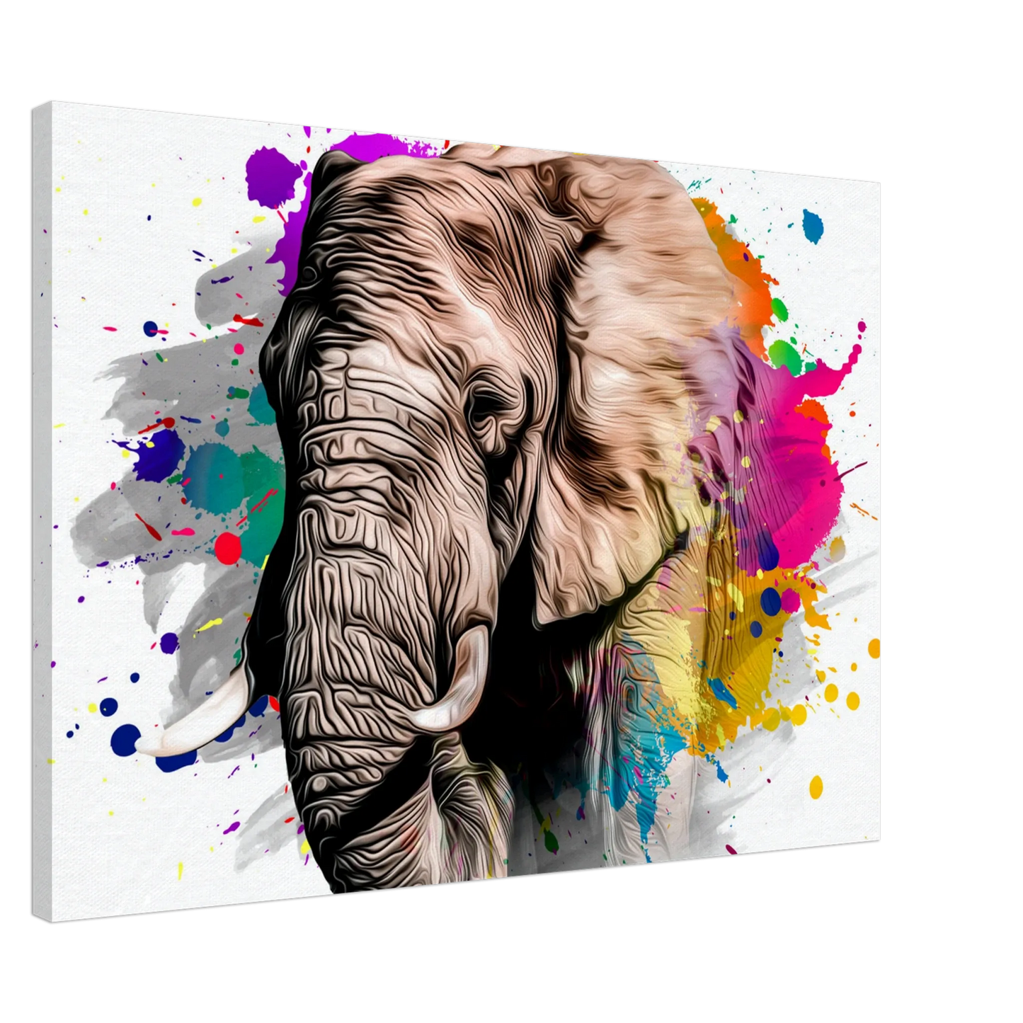 Ein Ausdruck moderner Ästhetik. Leinwanddruck Elefant - Verbesserte Textur 70x100: zeitlos und harmonisch. Schlicht, elegant und wirkungsvoll.