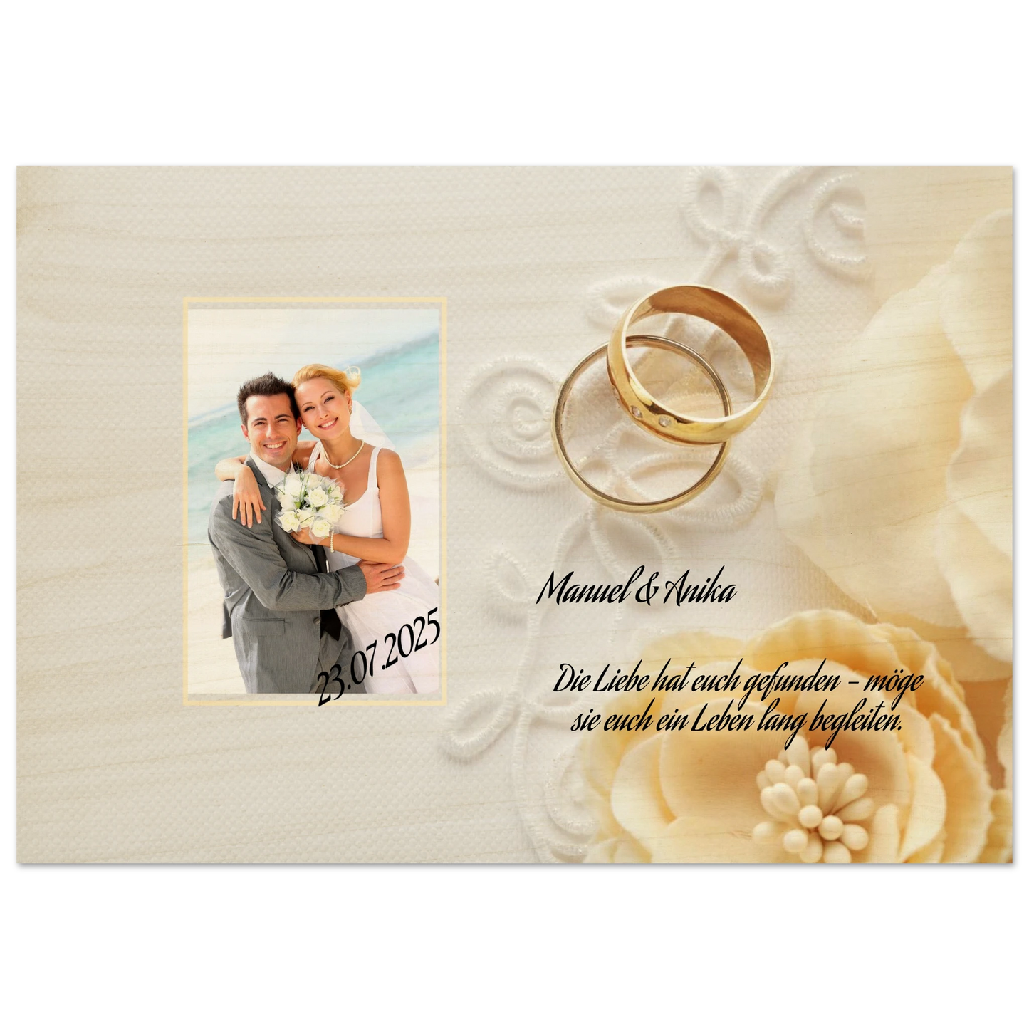Für ewige Momente voller Liebe. Persönliches Geschenk zur Hochzeit Holzdruck in 2 Stärken: symbolisiert Liebe und Zusammenhalt. Ideal für frisch Vermählte und verliebte Paare.