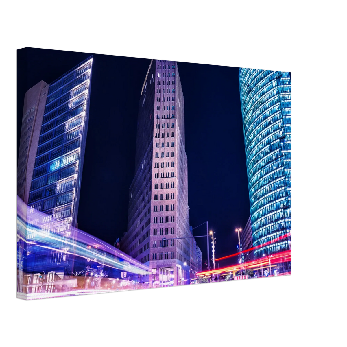 Stimmungsvolle Wandkunst für stilvolle Räume. Berlin bei Nacht Canvas Art Print – Premium Textured Wandbild: zeitlos und harmonisch. Eine besondere Bereicherung für jeden Raum.