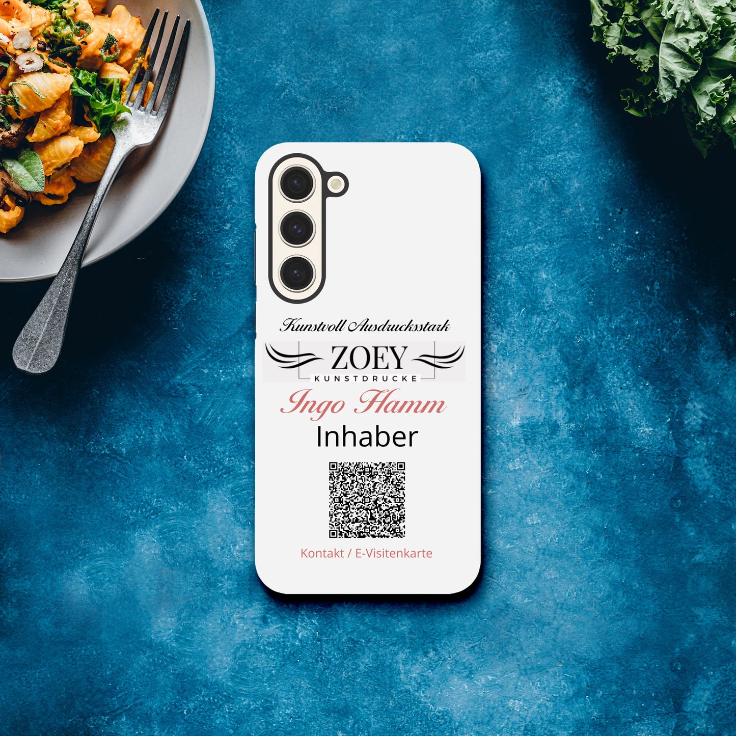 Stimmungsvolle Wandkunst für stilvolle Räume. Hartschalen Phone Case für Samsung – QR-Code Visitenkarte: zeitlos und harmonisch. Schlicht, elegant und wirkungsvoll.