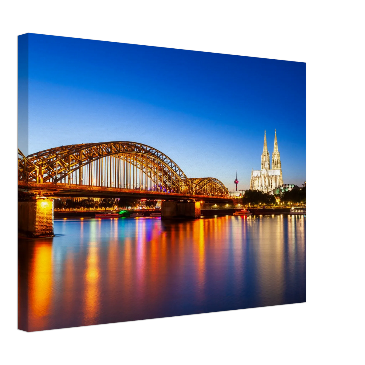 Bild Köln bei Nacht – Hochwertiger Leinwanddruck für Wohnzimmer & Büro – Leinwandbild mit dekorativer Motivgestaltung