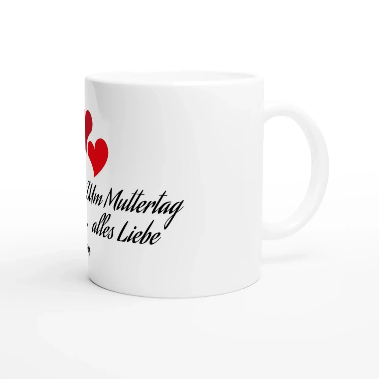 Hochwertige Keramiktasse für jeden Anlass. Weiße Keramiktasse zum Muttertag bedrucken lassen 💕: mit eigenem Namen, Spruch oder Foto. Ein besonderer Genuss für Kaffee- oder Teeliebhaber.