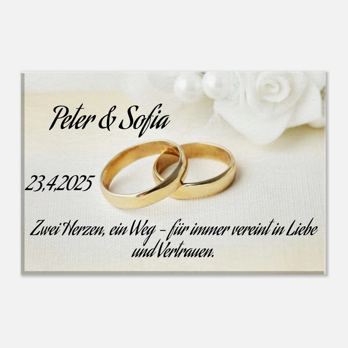 Romantische Dekoration mit emotionaler Tiefe. Personalisiertes Geschenk zur Hochzeit – Kunstdruck auf Leinwand für Ihr Zuhause: symbolisiert Liebe und Zusammenhalt. Ein bleibendes Andenken an einen einmaligen Tag.