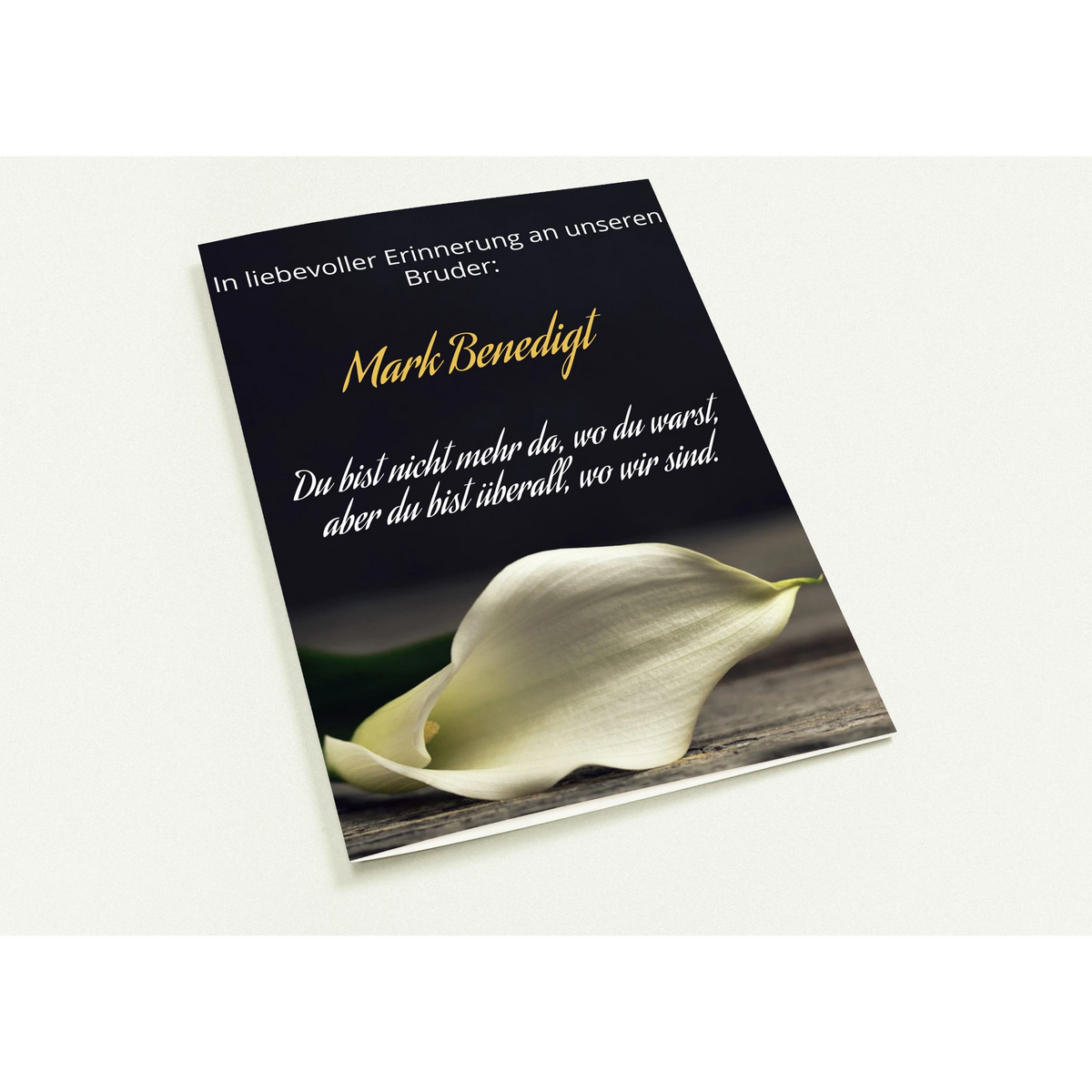 Stimmungsvolle Wandkunst für stilvolle Räume. Trauerspruch Bruder- Dankeskarte handgemacht als Kunstdruck: zeitlos und harmonisch. Schlicht, elegant und wirkungsvoll.
