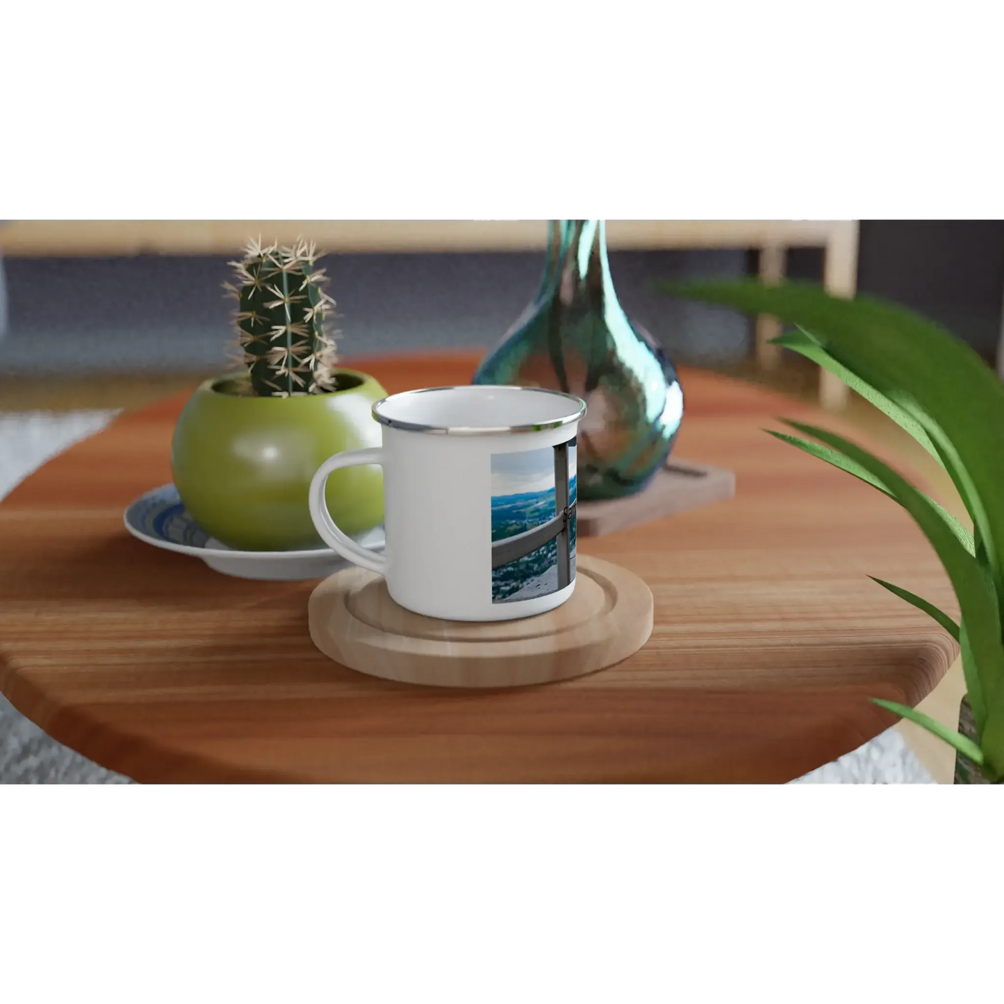 Stimmungsvolle Wandkunst für stilvolle Räume. Personalisierbare Weiße Emaille-Tasse mit Schriftzug – 12oz Campingbecher: zeitlos und harmonisch. Eine besondere Bereicherung für jeden Raum.