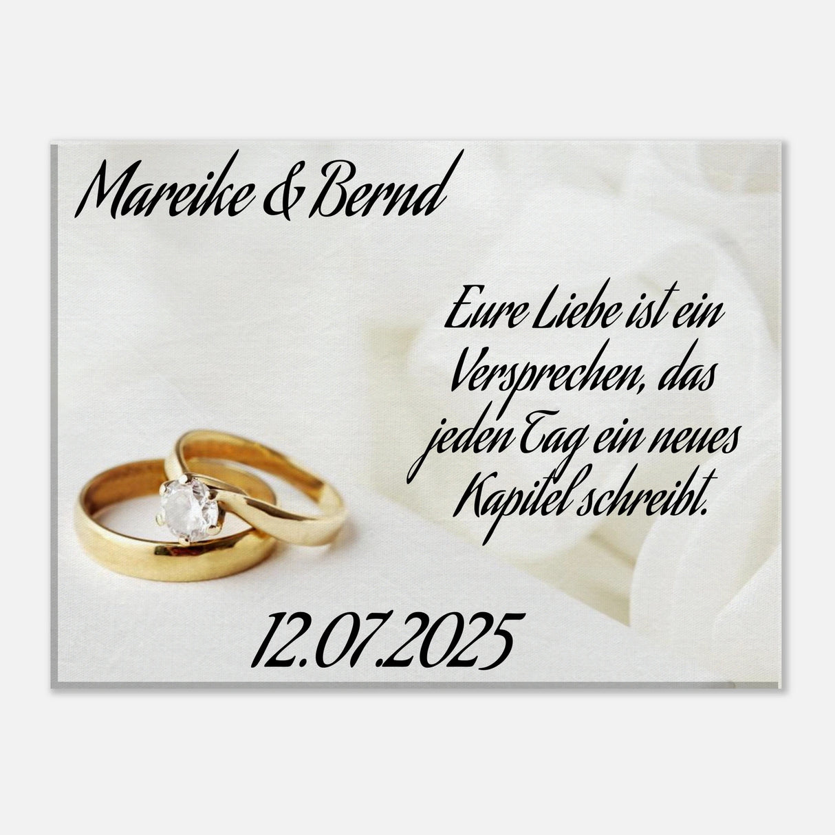 Romantische Dekoration mit emotionaler Tiefe. Personalisierte Hochzeits-Leinwand – Zeitloser Kunstdruck: symbolisiert Liebe und Zusammenhalt. Ein bleibendes Andenken an einen einmaligen Tag.