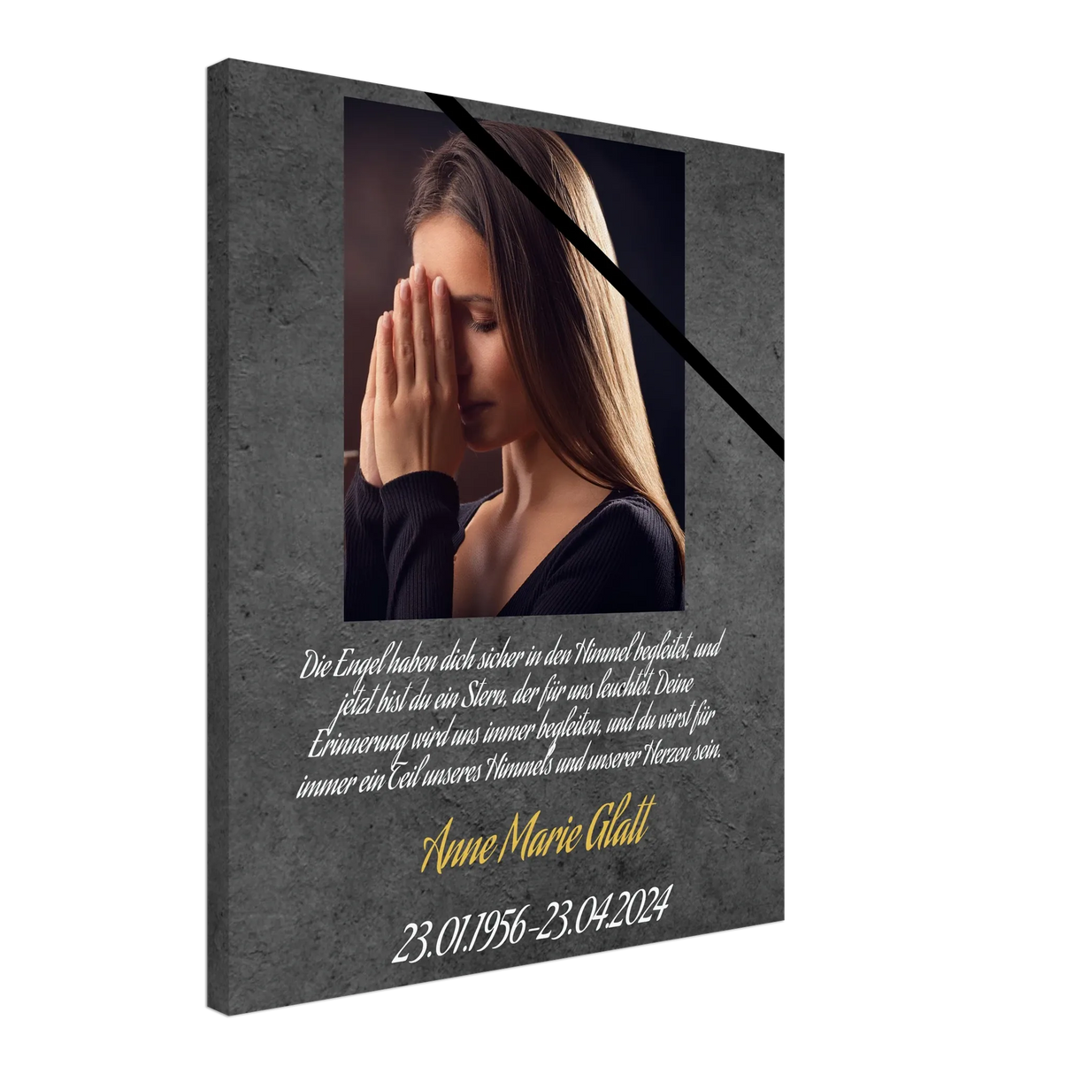Stimmungsvolle Wandkunst für stilvolle Räume. mit Trauerflor - Trauersprüche ausgefallen Leinwandbild: zeitlos und harmonisch. Schlicht, elegant und wirkungsvoll.