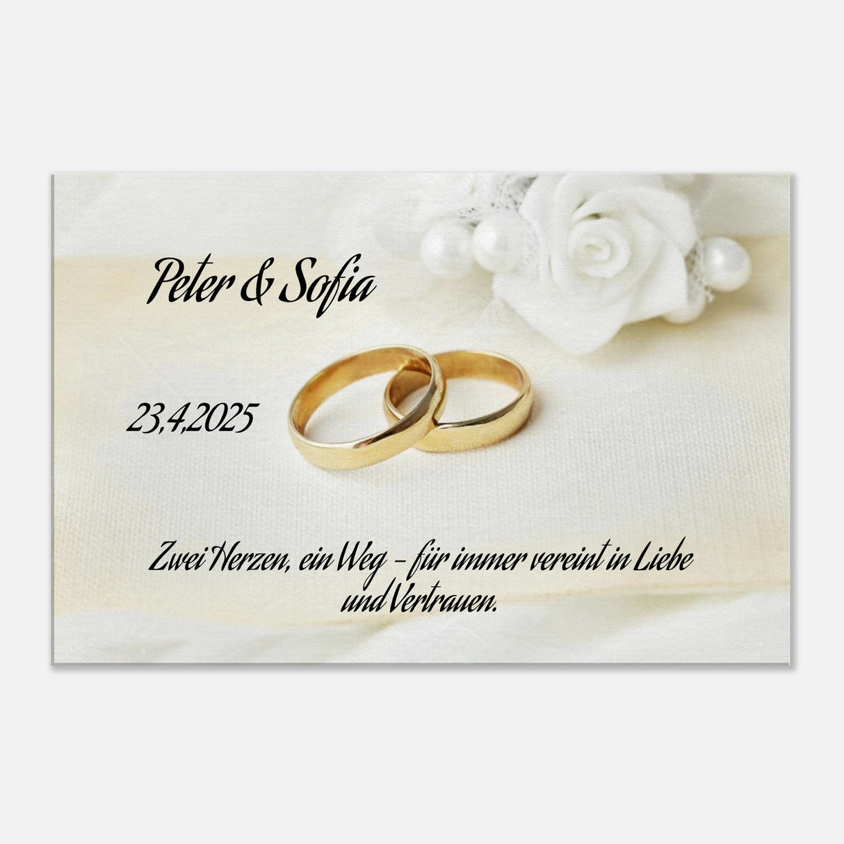 Romantische Dekoration mit emotionaler Tiefe. Personalisiertes Geschenk zur Hochzeit – Kunstdruck auf Leinwand für Ihr Zuhause: symbolisiert Liebe und Zusammenhalt. Ideal für frisch Vermählte und verliebte Paare.