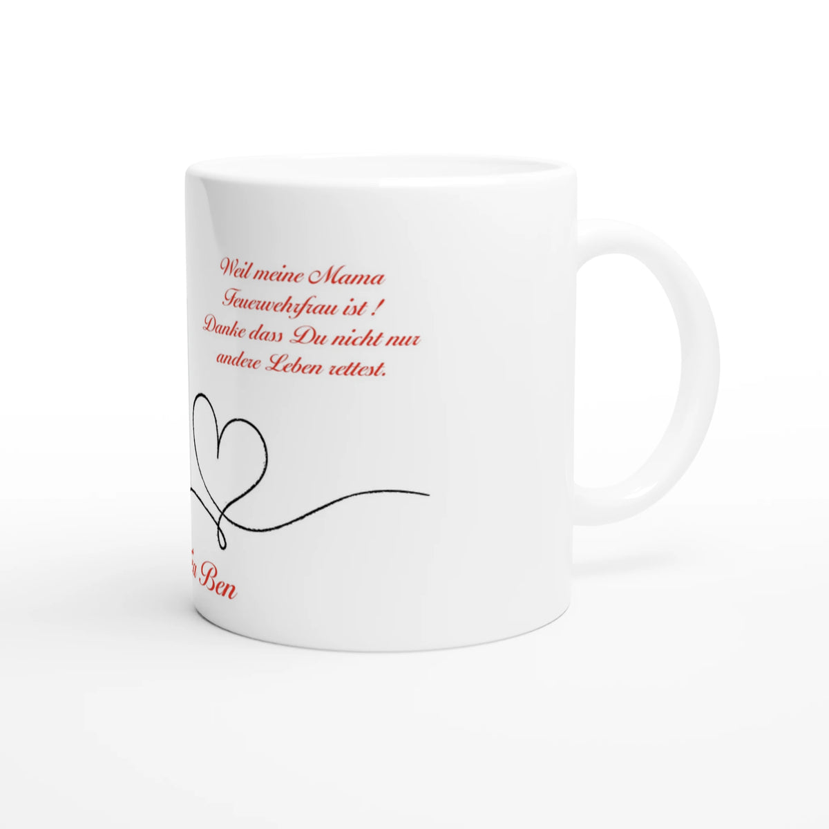 Feuerwehrfrau Personalisierbare Fototasse – Elegant 11oz Keramikkafé – individuell gestaltbare Tasse mit Foto oder Spruch
