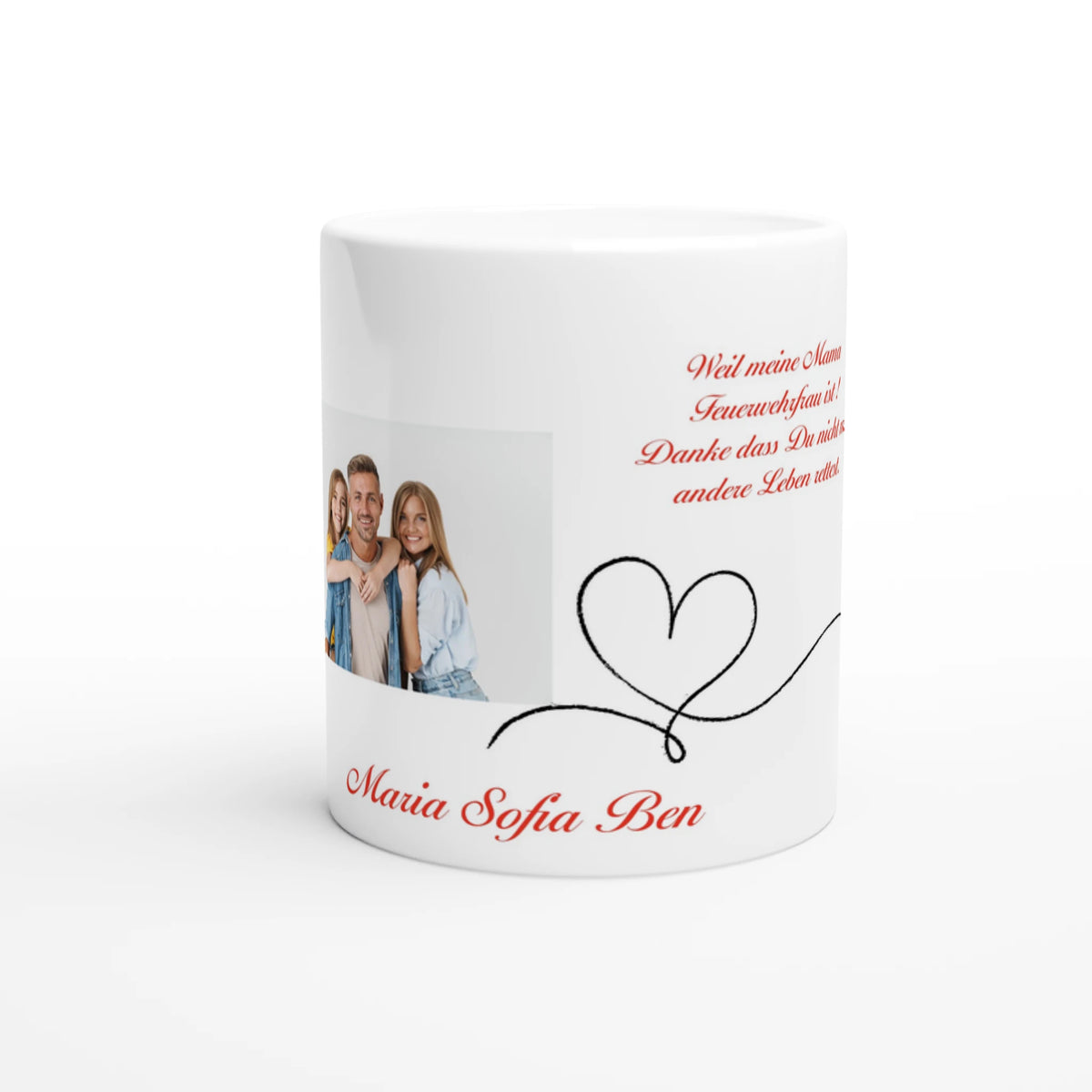 Feuerwehrfrau Personalisierbare Fototasse – Elegant 11oz Keramikkafé – Keramiktasse mit personalisierbarer Druckgestaltung