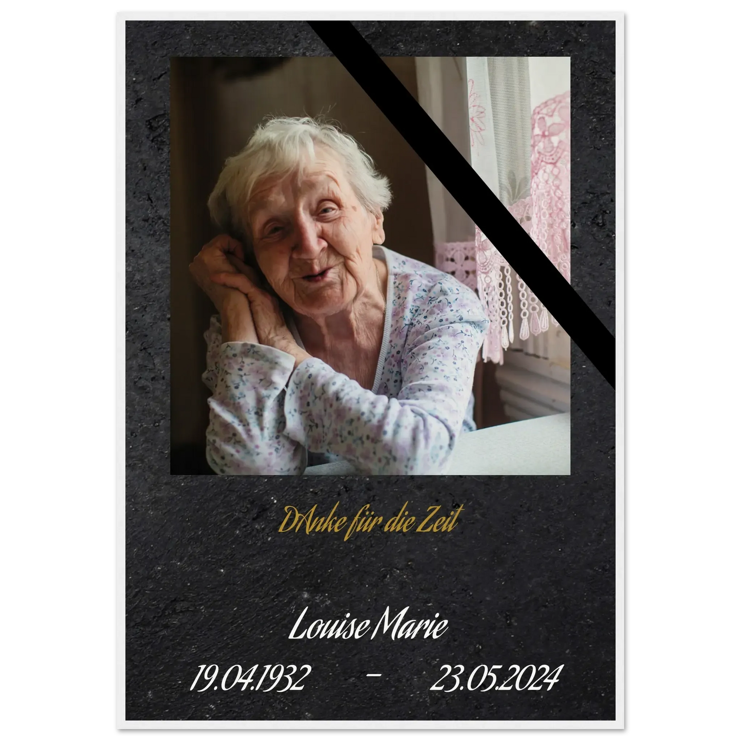 Ein Ausdruck moderner Ästhetik. Individuelles mit Trauerflor – Trauerdruck in Erinnerung mit: zeitlos und harmonisch. Schlicht, elegant und wirkungsvoll.