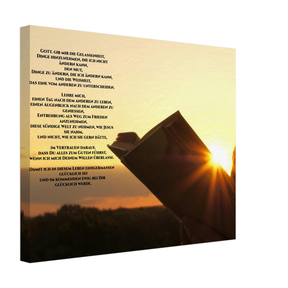 Dekoration mit Charakter. Gelassenheitsgebet Leinwanddruck -: zeitlos und harmonisch. Schlicht, elegant und wirkungsvoll.