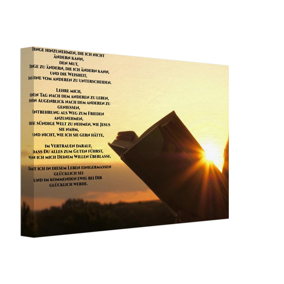 Dekoration mit Charakter. Gelassenheitsgebet Leinwanddruck -: zeitlos und harmonisch. Schlicht, elegant und wirkungsvoll.