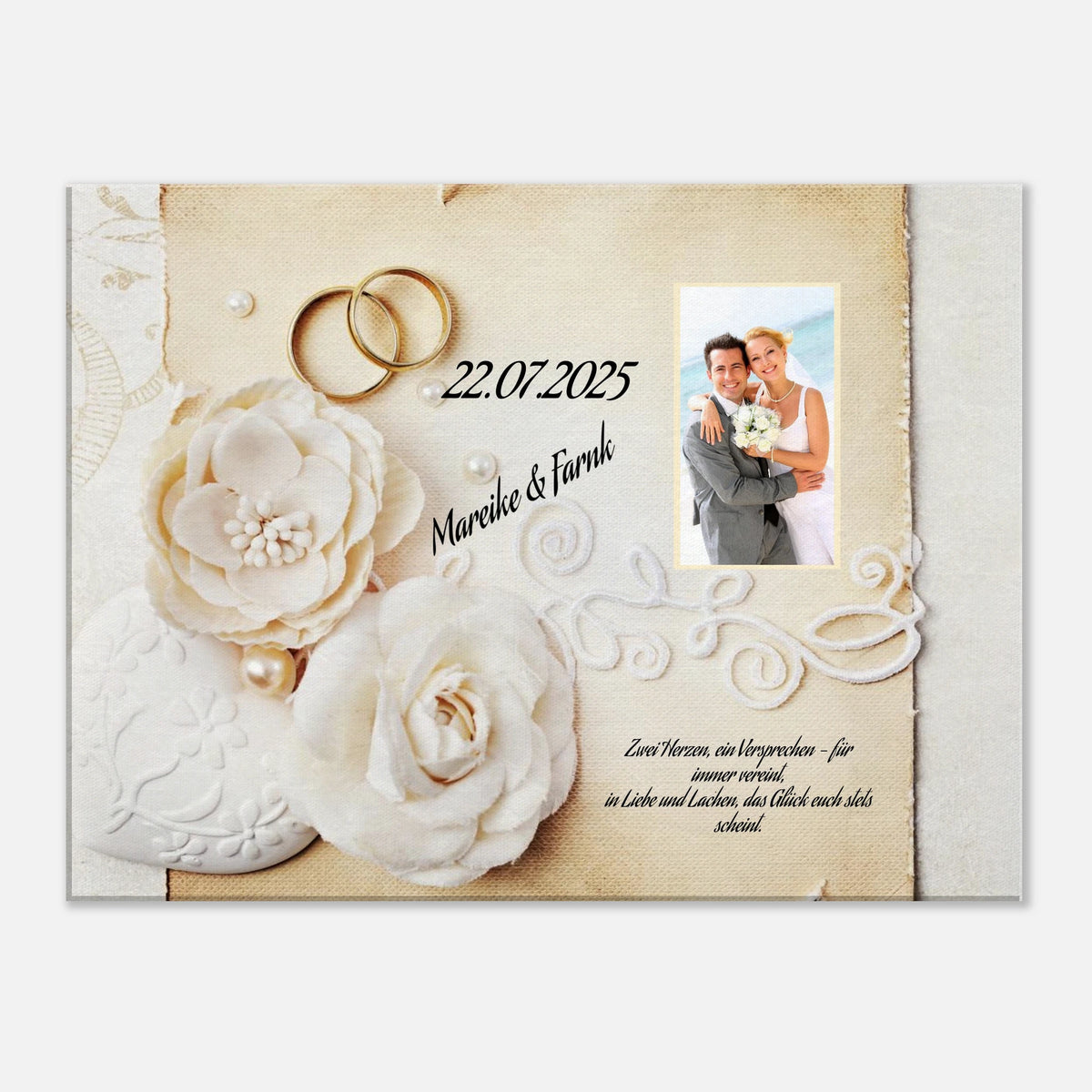 Einzigartige Erinnerung an einen besonderen Tag. Geschenk zur Hochzeit - personalisierte Leinwand: ideal als persönliches Geschenk. Ein bleibendes Andenken an einen einmaligen Tag.