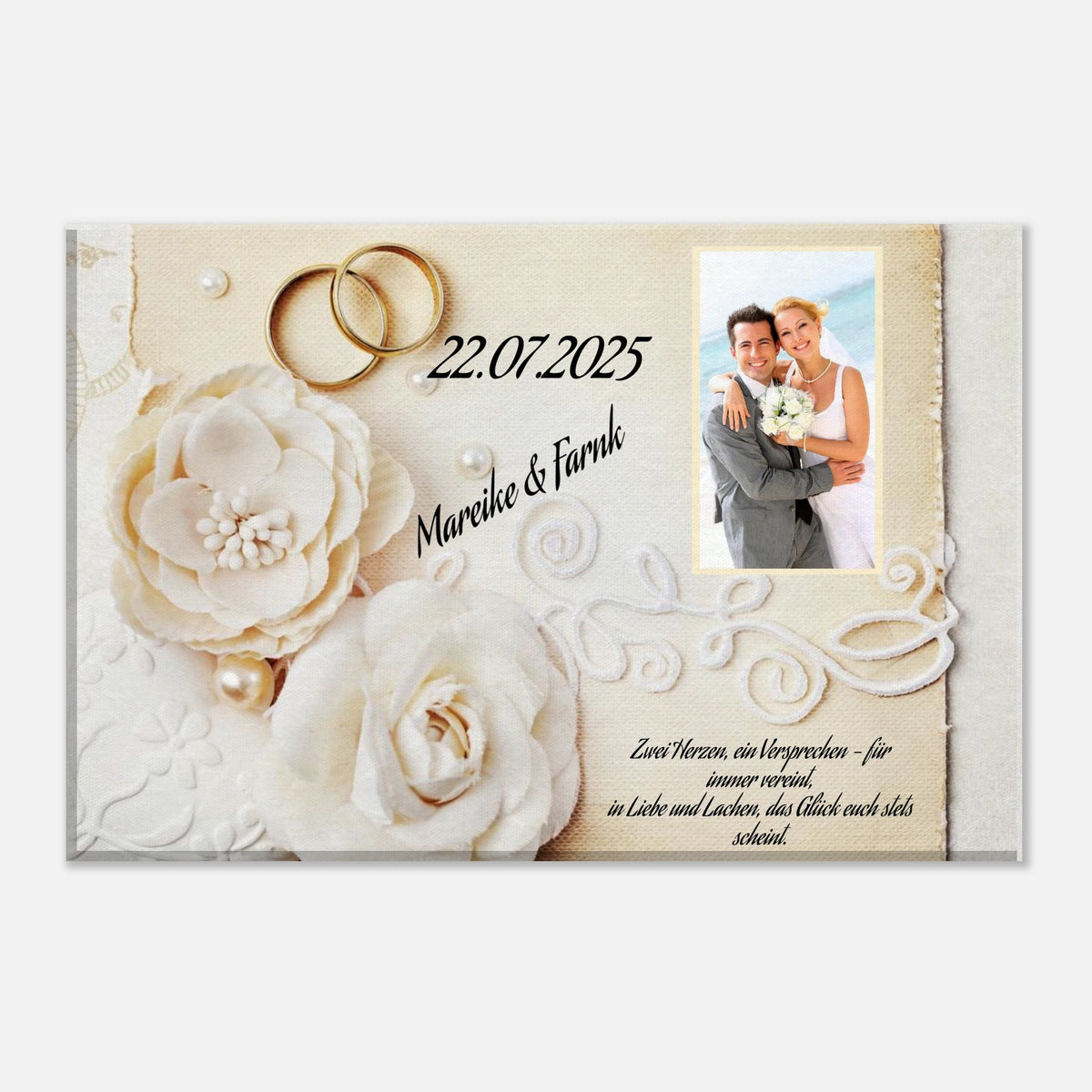 Romantische Dekoration mit emotionaler Tiefe. Geschenk zur Hochzeit - personalisierte Leinwand: symbolisiert Liebe und Zusammenhalt. Ideal für frisch Vermählte und verliebte Paare.