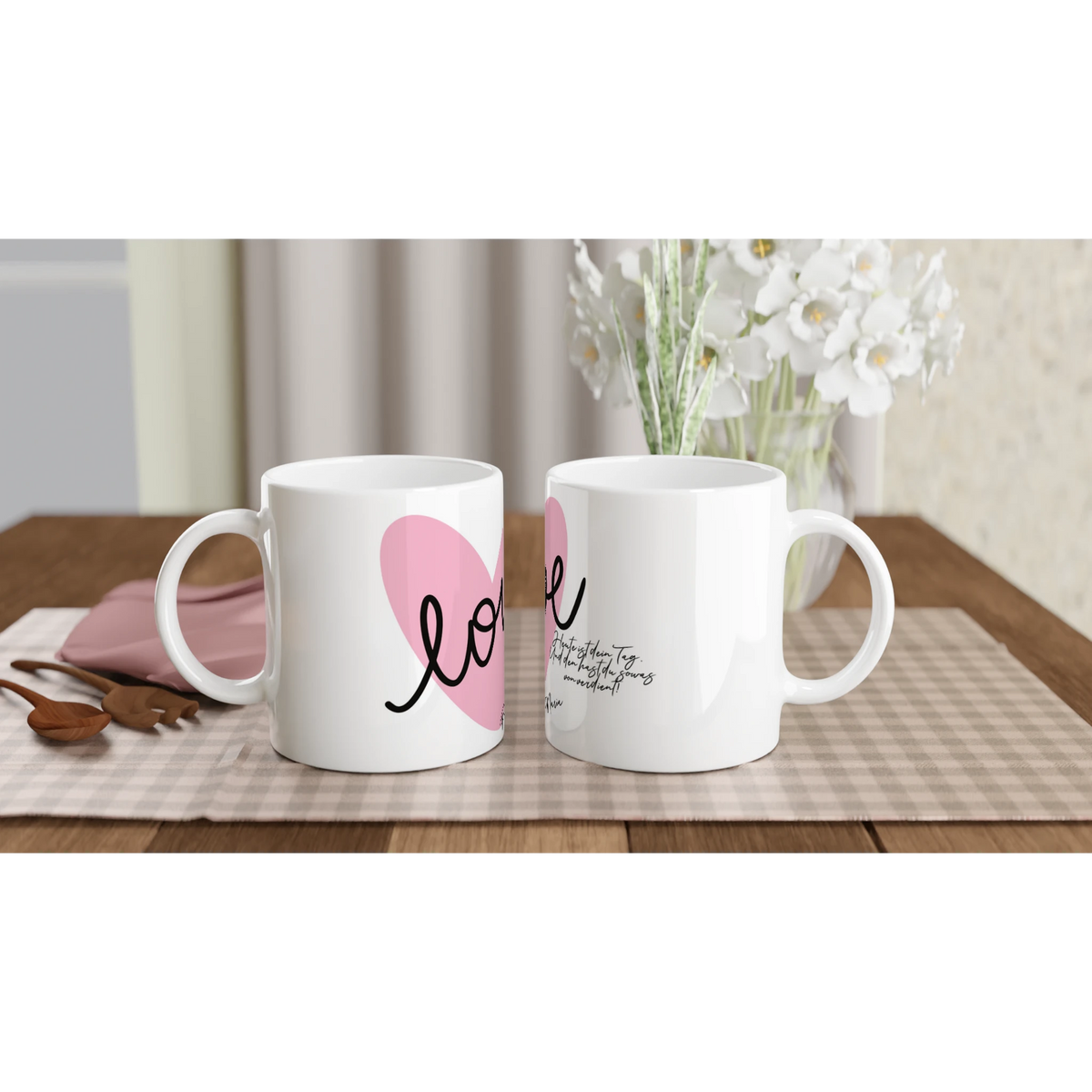 Keramiktasse 325 – Elegante Kaffee- & Teetasse für den Muttertag – weiße Fototasse aus Keramik für Kaffee oder Tee