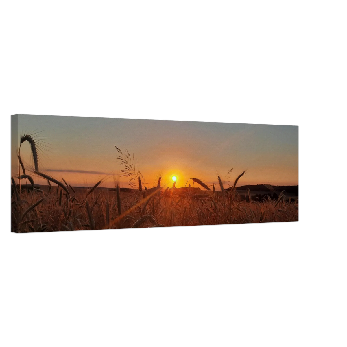 Landschaftsbild Kunstdruck auf Leinwand – Abendsonne Westerwald – Leinwand-Kunstdruck für dekorative Raumgestaltung