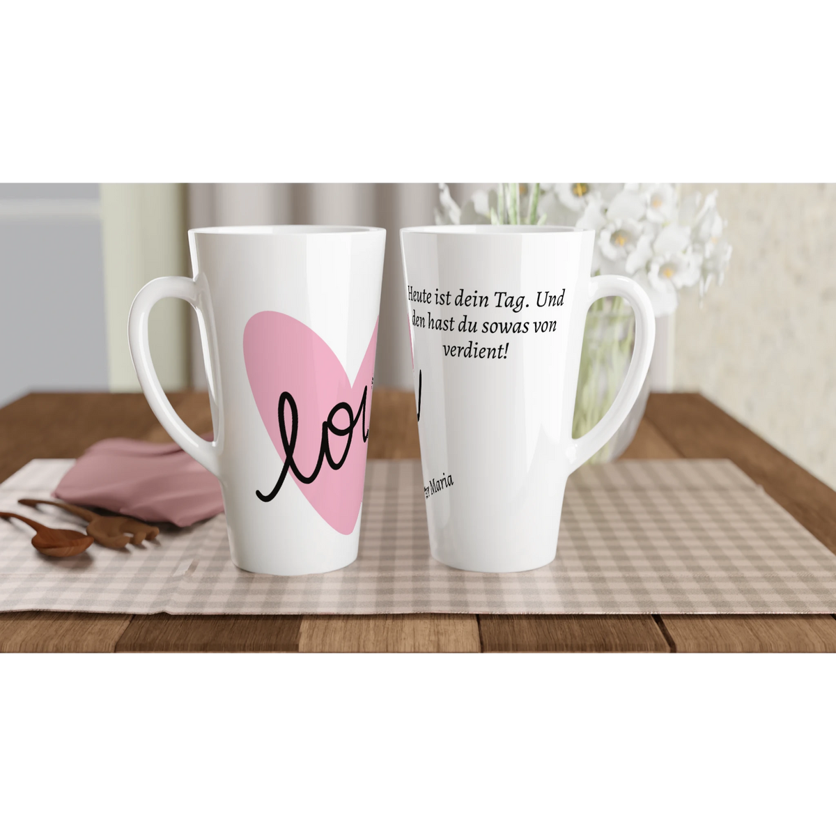Latte-Tasse Muttertags Geschenk – Glänzende 17oz Keramiktasse für Heißgetränke – weiße Fototasse aus Keramik für Kaffee oder Tee