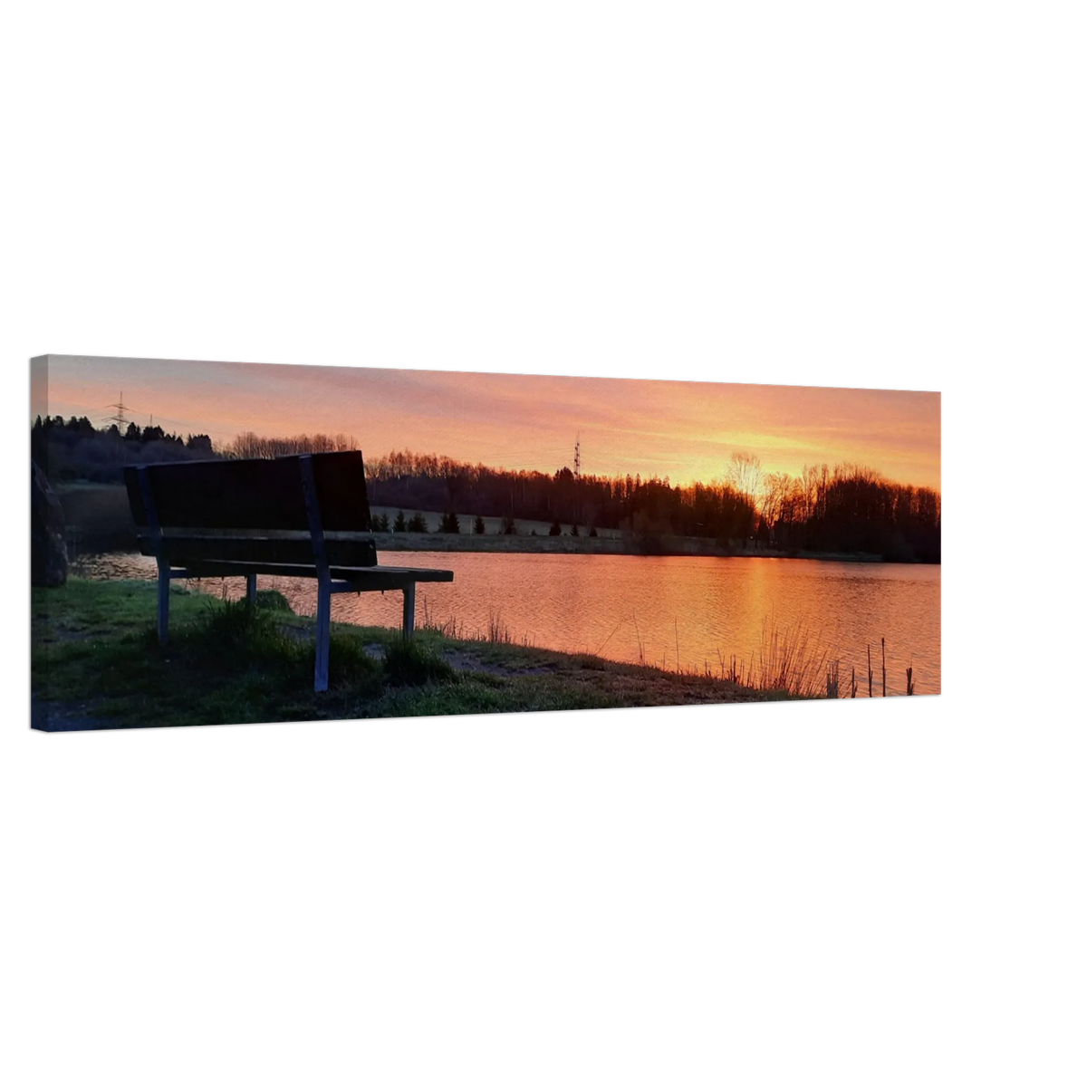 Dekoration mit Charakter. Leinwandbild Sonnenuntergang am Elkenrother Weiher – Kunstdruck für Ihr Zuhause: zeitlos und harmonisch. Eine besondere Bereicherung für jeden Raum.