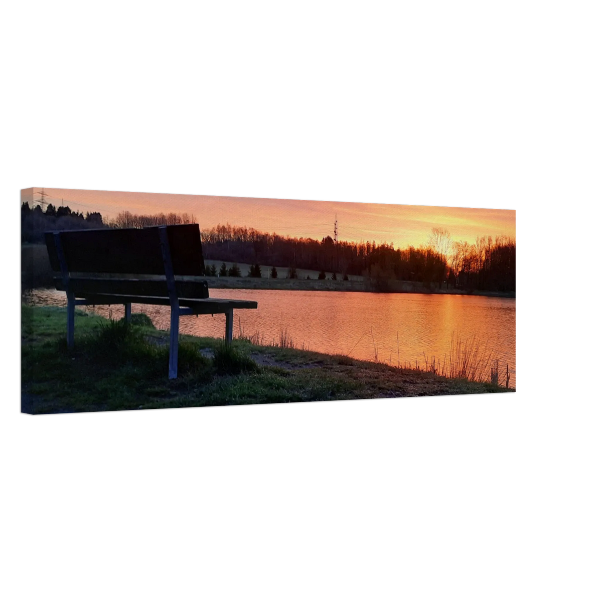 Dekoration mit Charakter. Leinwandbild Sonnenuntergang am Elkenrother Weiher – Kunstdruck für Ihr Zuhause: für stilvolle Raumgestaltung. Eine besondere Bereicherung für jeden Raum.