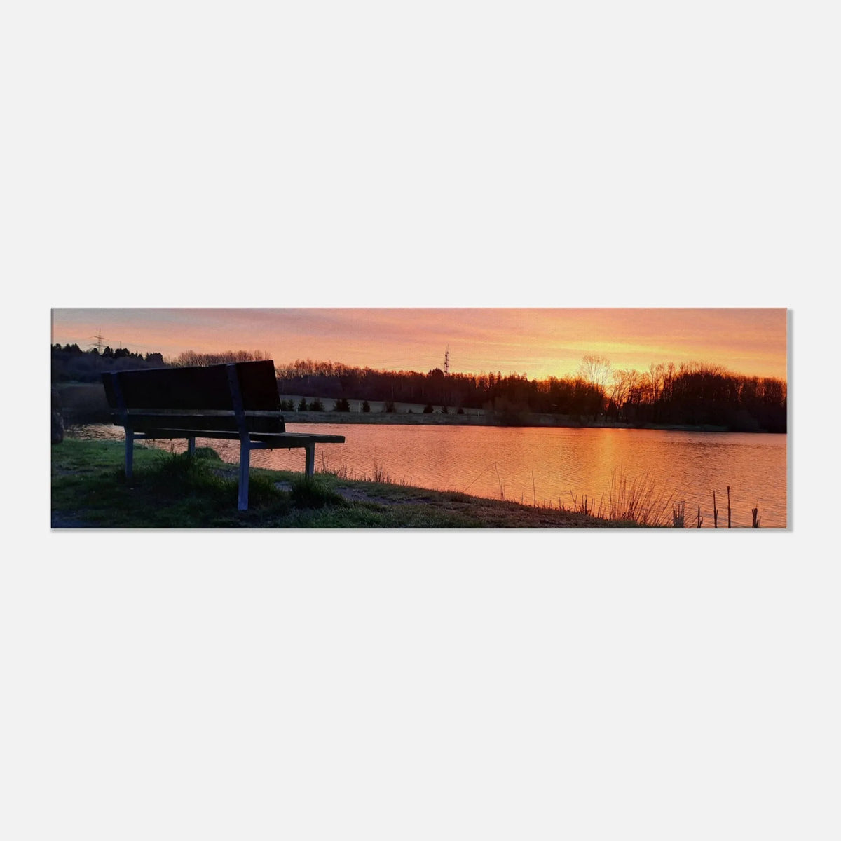 Dekoration mit Charakter. Leinwandbild Sonnenuntergang am Elkenrother Weiher – Kunstdruck für Ihr Zuhause: zeitlos und harmonisch. Schlicht, elegant und wirkungsvoll.