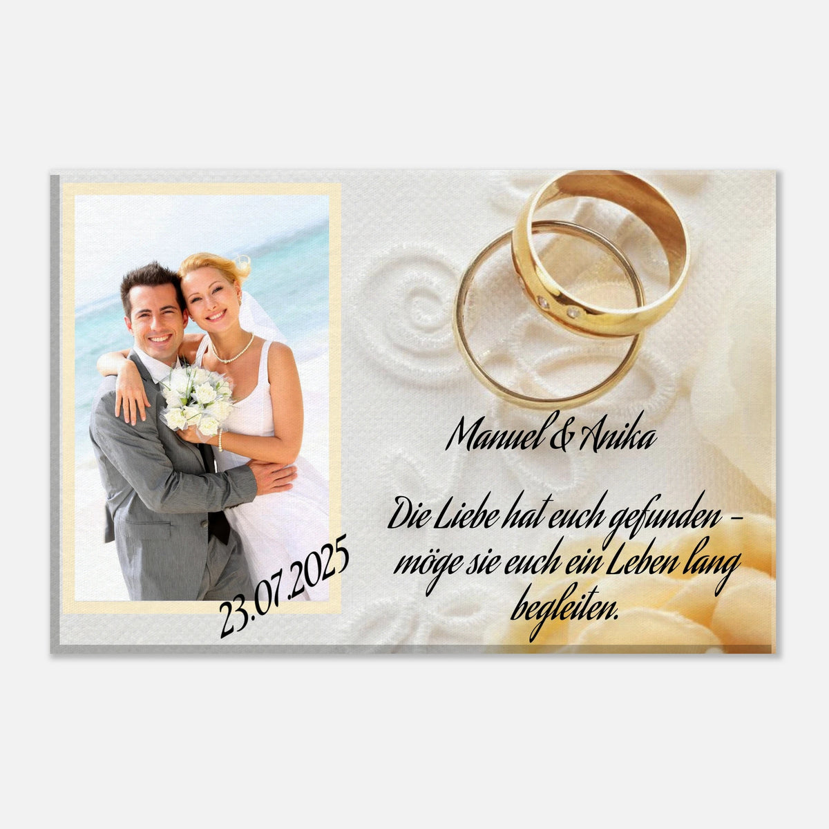 perfekte Geschenkidee Hochzeit - Leinwanddruck personalisierbar – Leinwandbild mit dekorativer Motivgestaltung