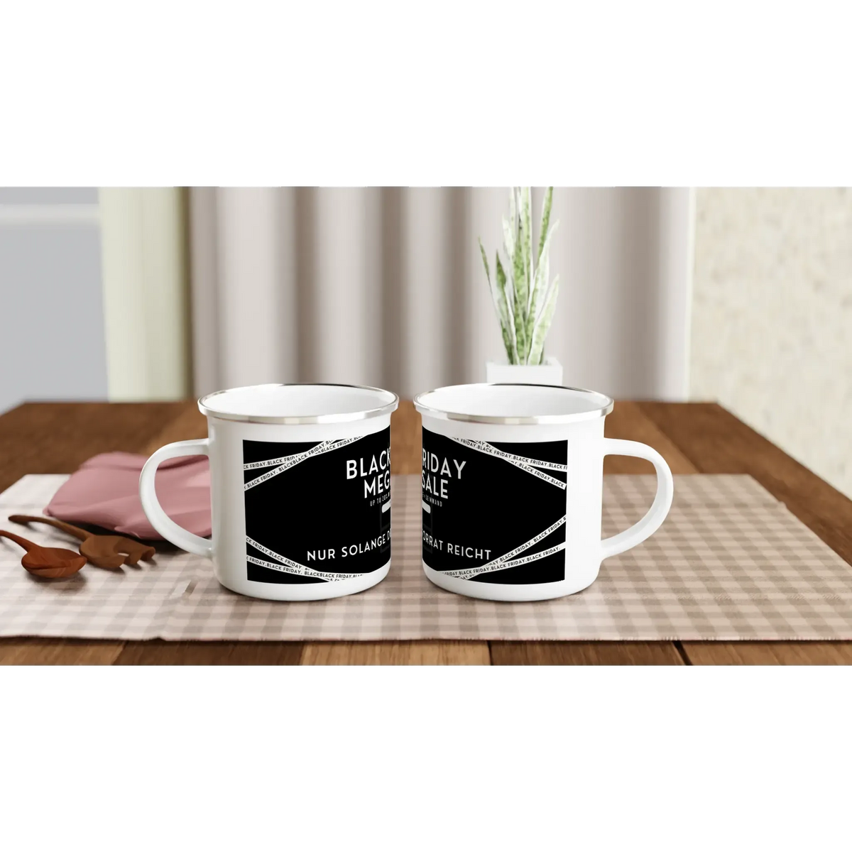 Personalisierbarer Emaille-Becher | Ideal für Camping und Reisen Black Friday Spezial 25 % – weiße Fototasse aus Keramik für Kaffee oder Tee